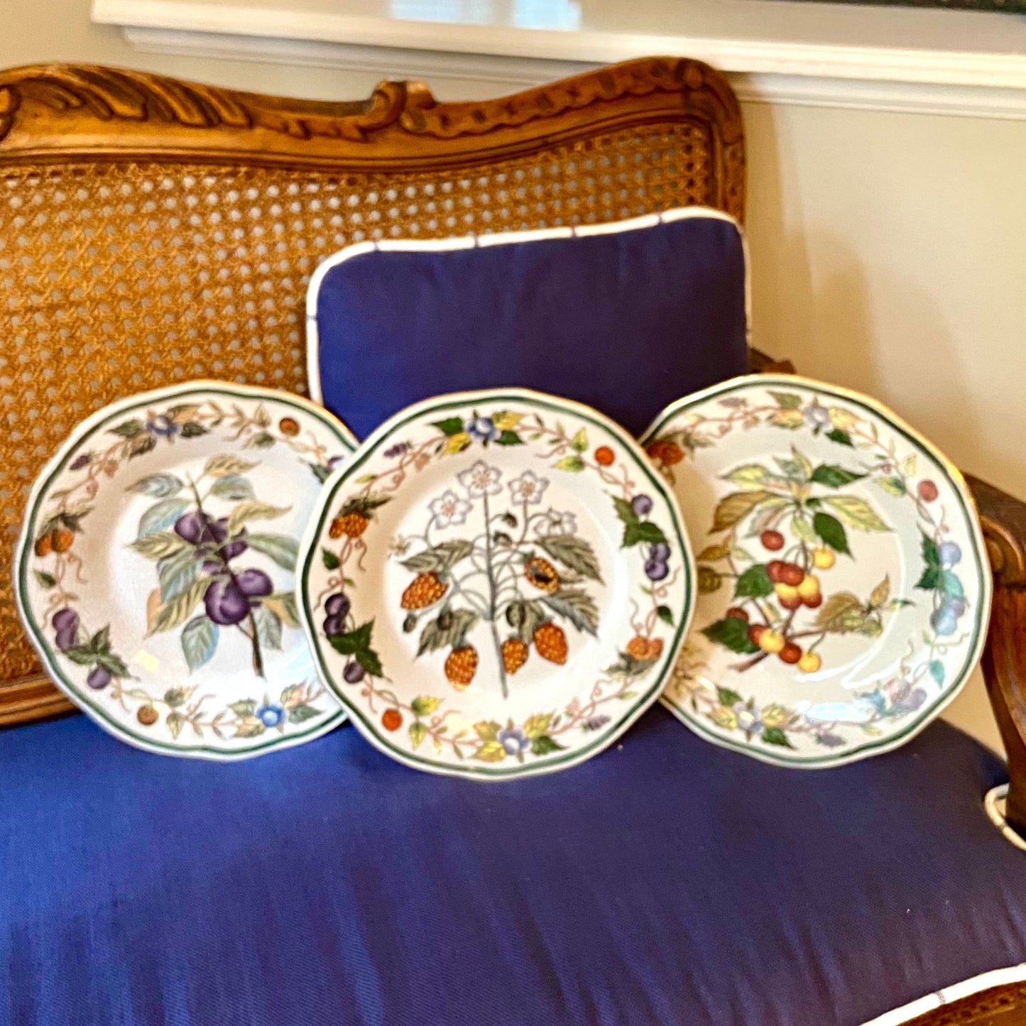 Set of 3 vintage Designer  fruit & floral plates.