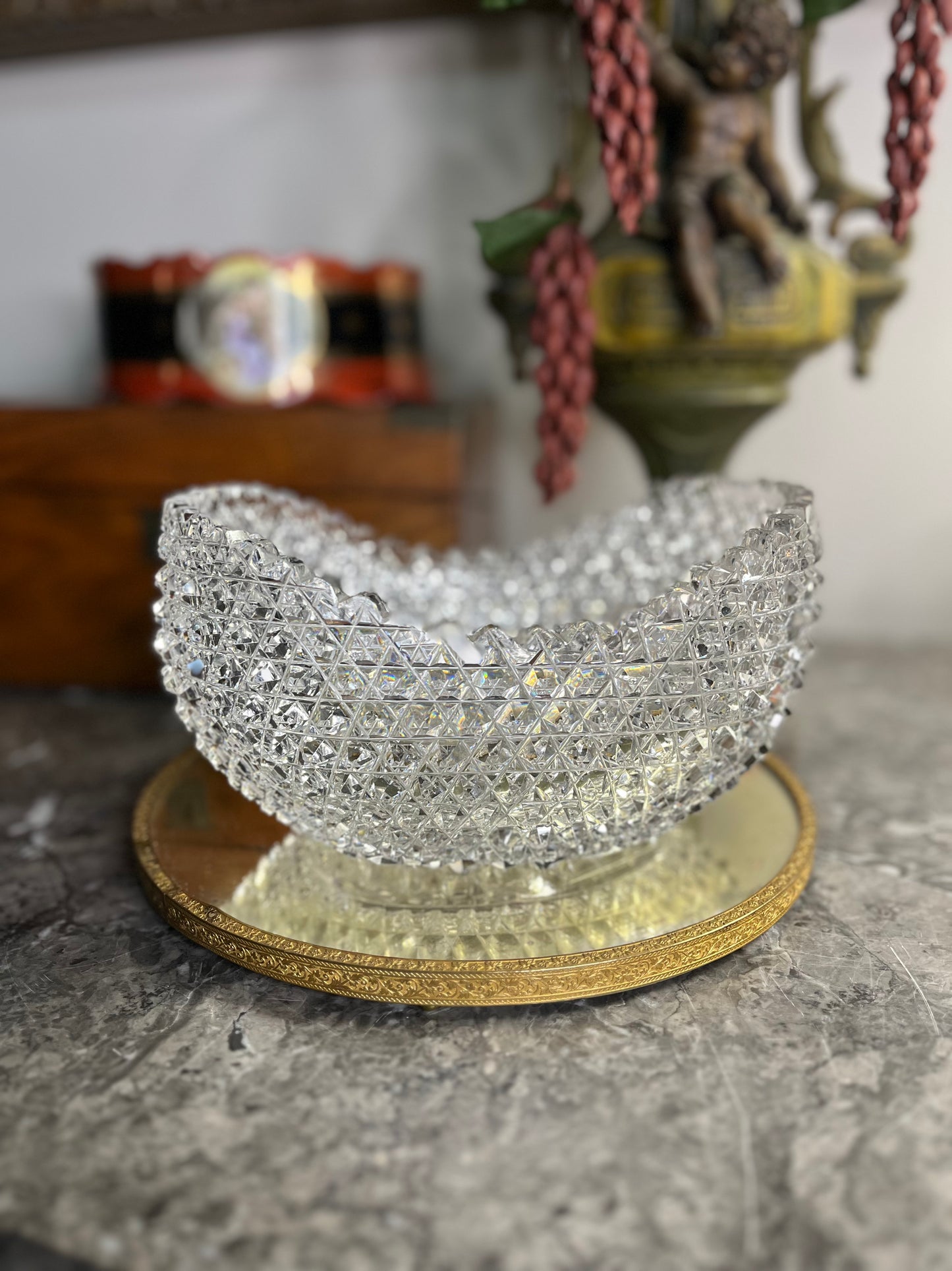 Reserved Theresa TS 11/10 Gorgeous Vintage Sawtooth/Diamond Pattern Crystal Bowl