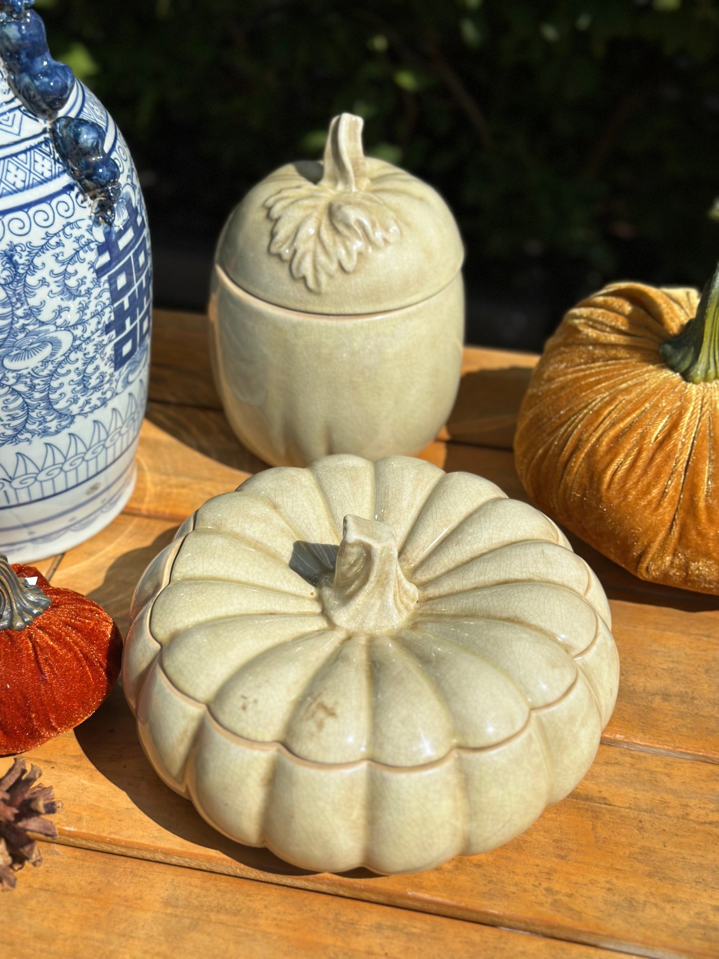 Ceramic Cream Pumpkin Jars (Sold Separately)