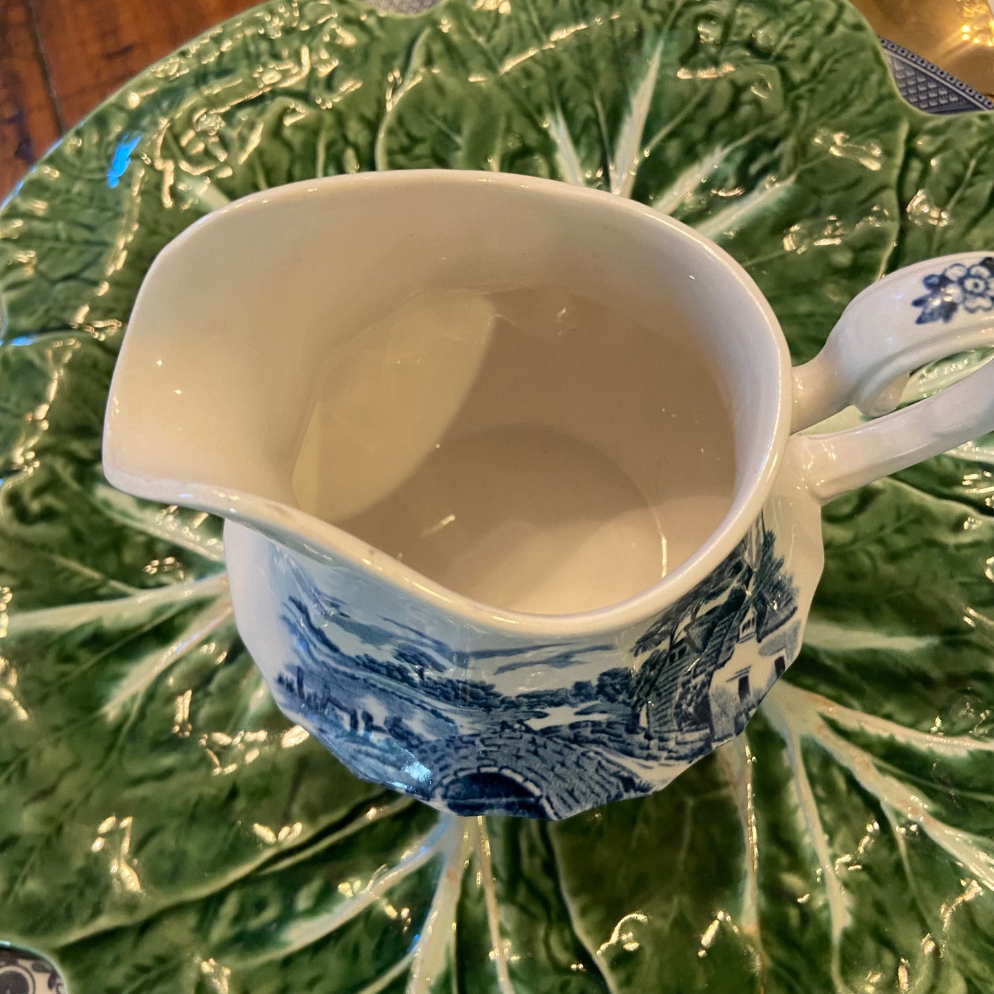 Vintage blue & white creamer by Bluebrook by Staffordshire, England