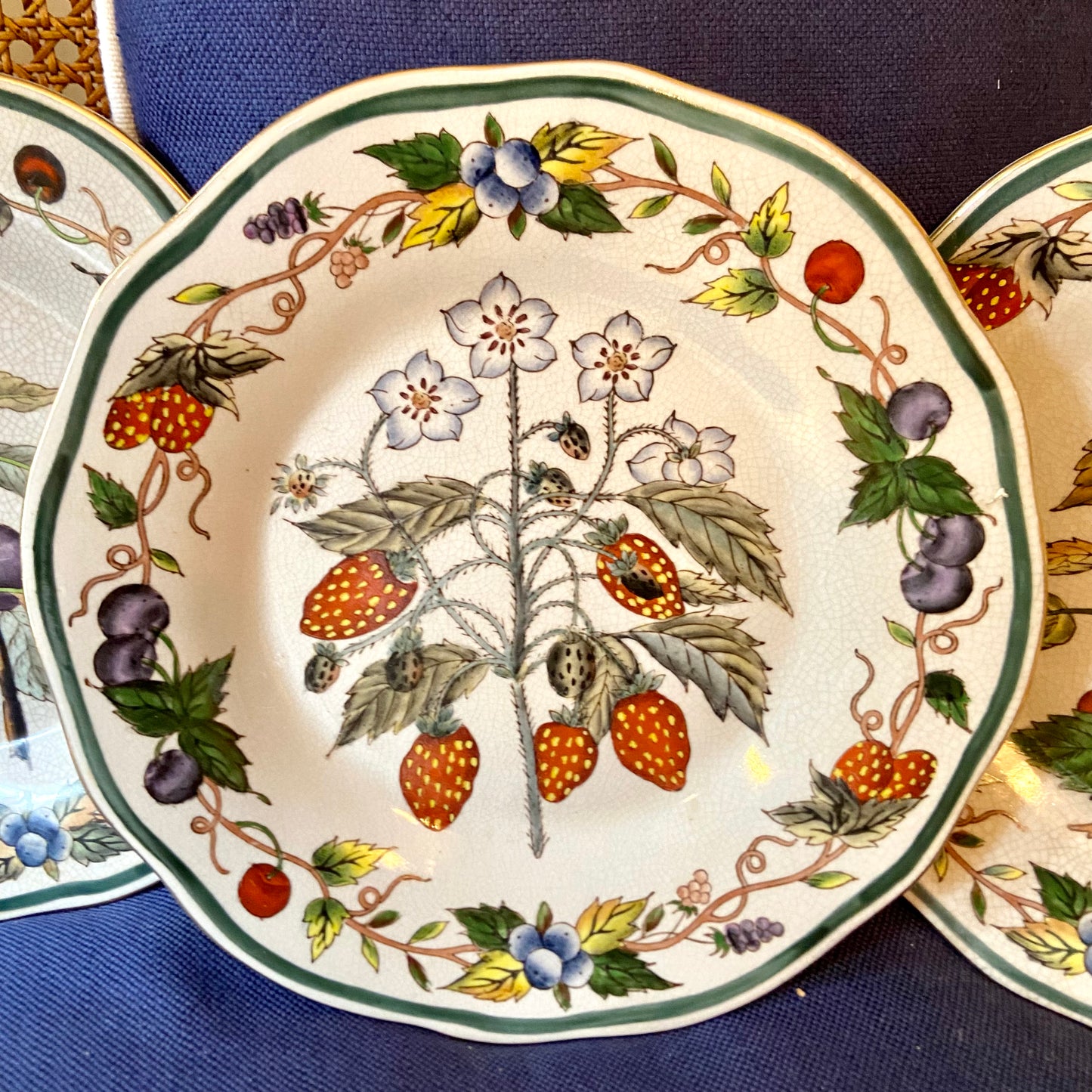 Set of 3 vintage Designer  fruit & floral plates.