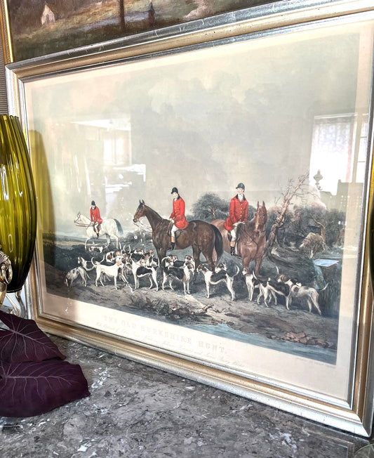 Incredible Antique 1900-1909 Original Color Engraving Of John Goode Famous Painting “Old Berkshire Hunt”