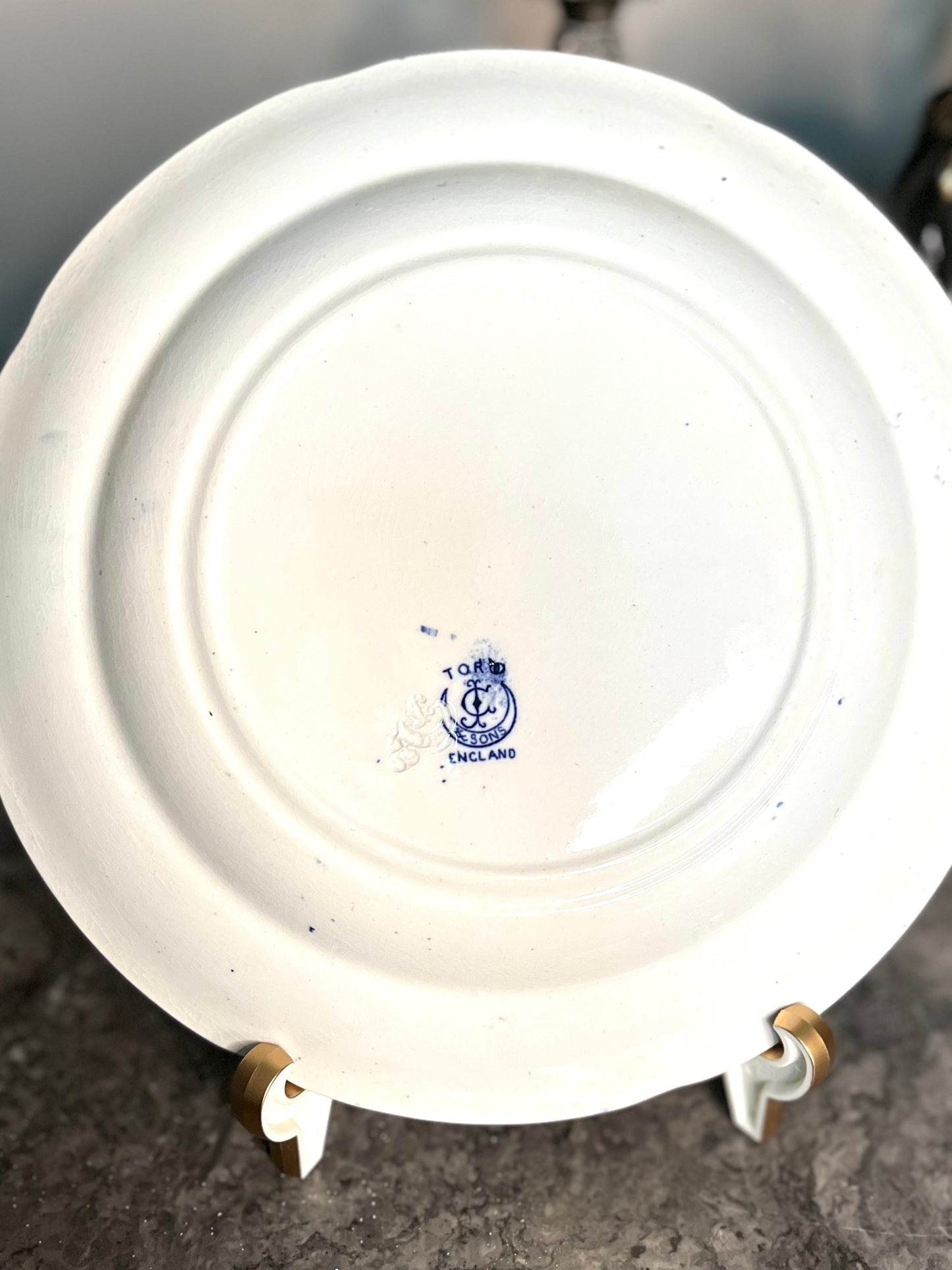 Antique Late 1800’s Blue Transferware George Jones & Sons Toro Porcelain Plate With Pastoral Horse And Bull- Mint