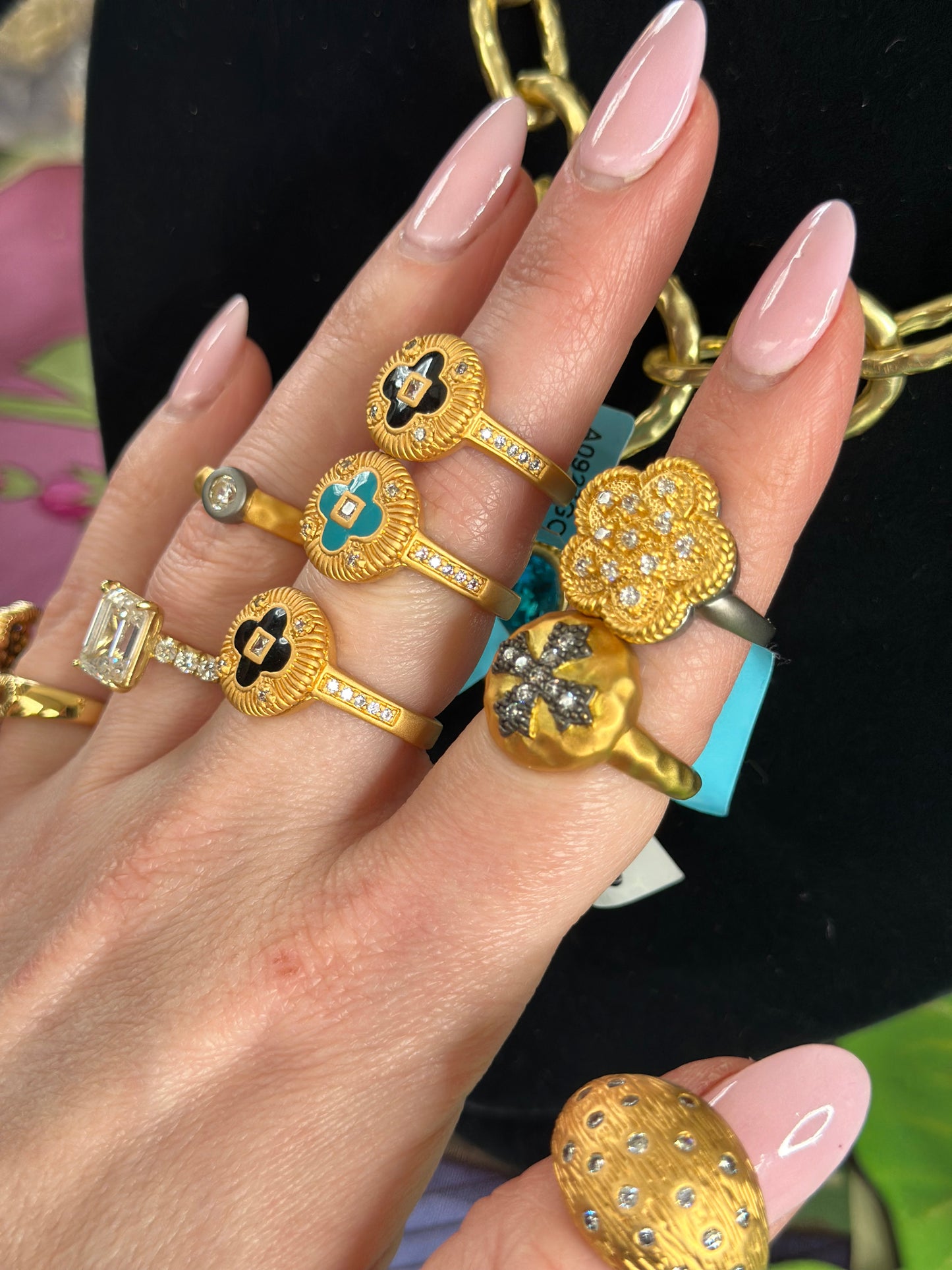 Gold plated over brass, Vermeil Rings Enamel and Cz’s - pick your style