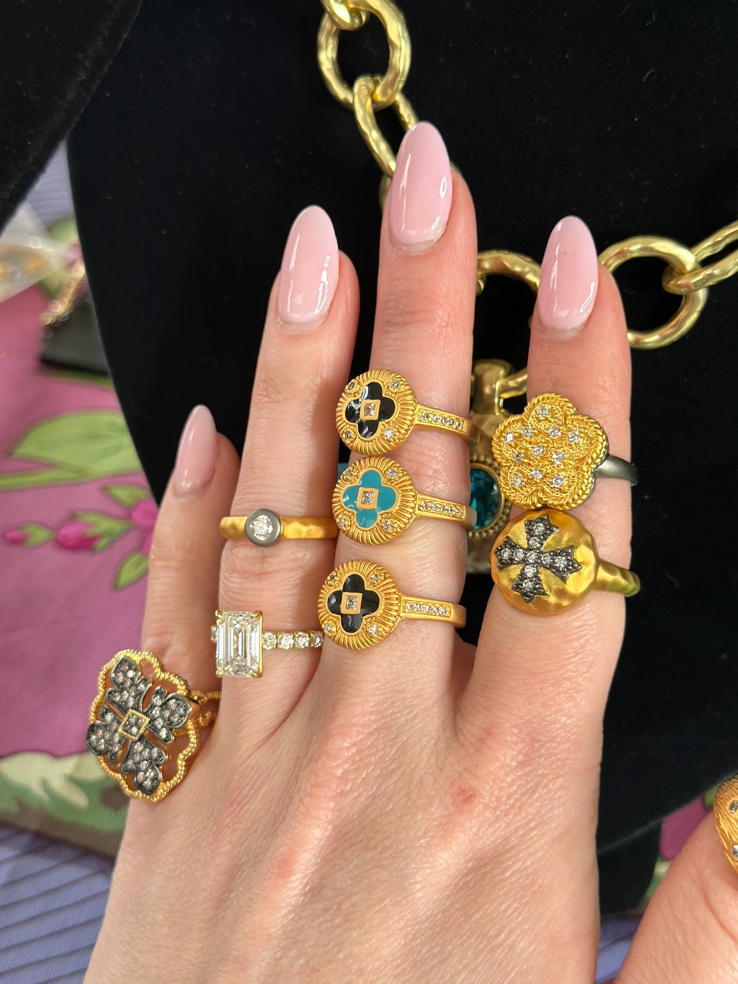 Gold plated over brass, Vermeil Rings Enamel and Cz’s - pick your style