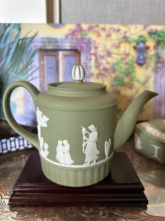 #3 Mini Green Jasperware teapot