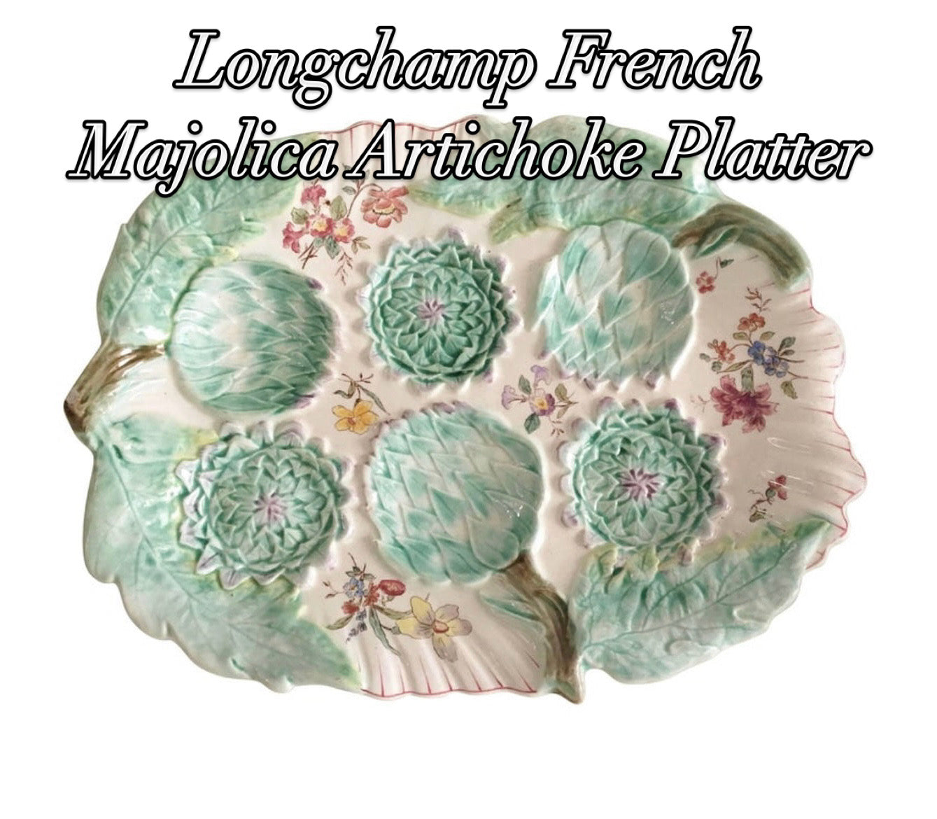 Very Rare Longchamp French Majolica Artichoke Plate