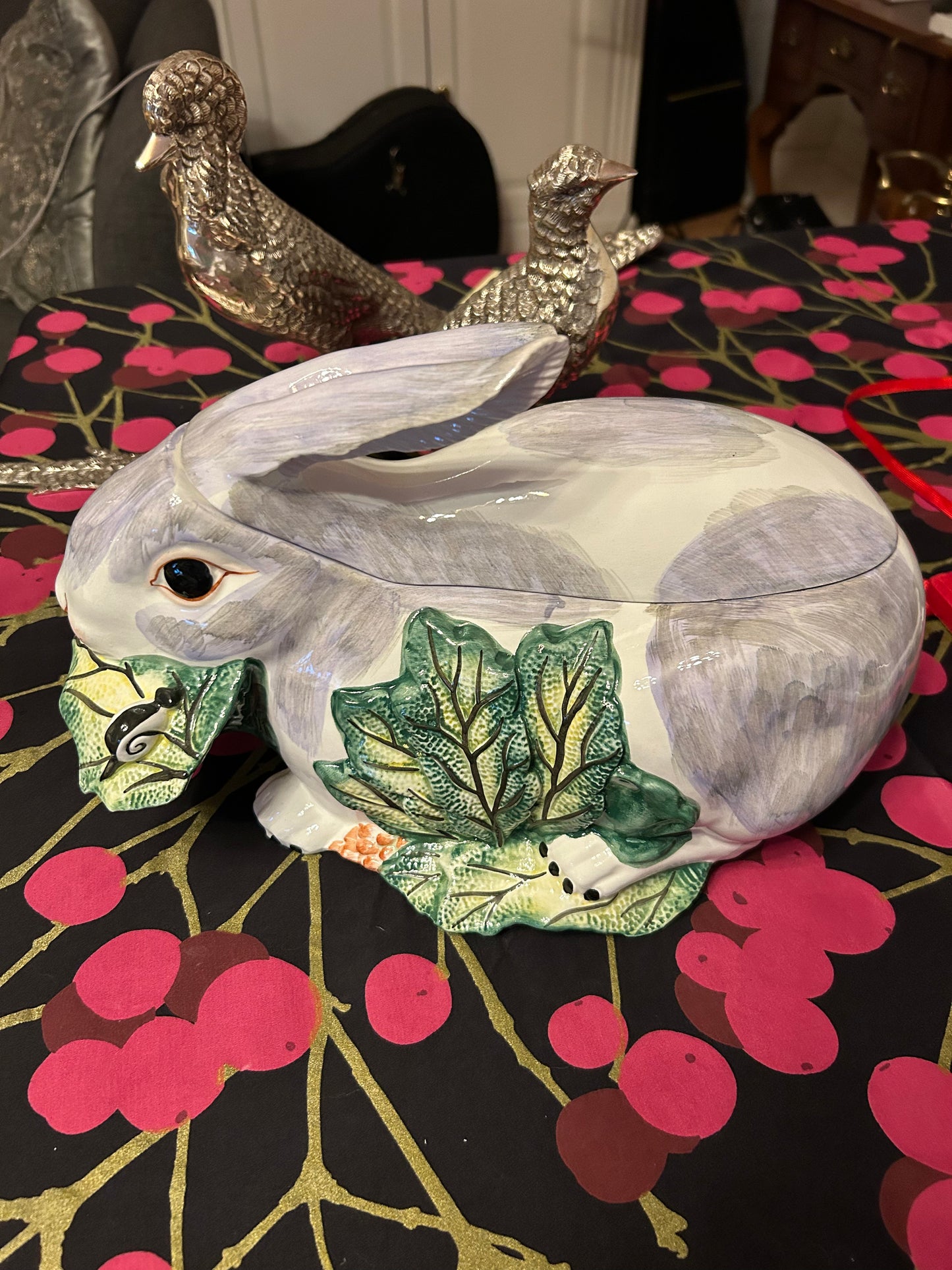 Gorgeous Large Vintage Italian Bunny Tureen 14” by 9”