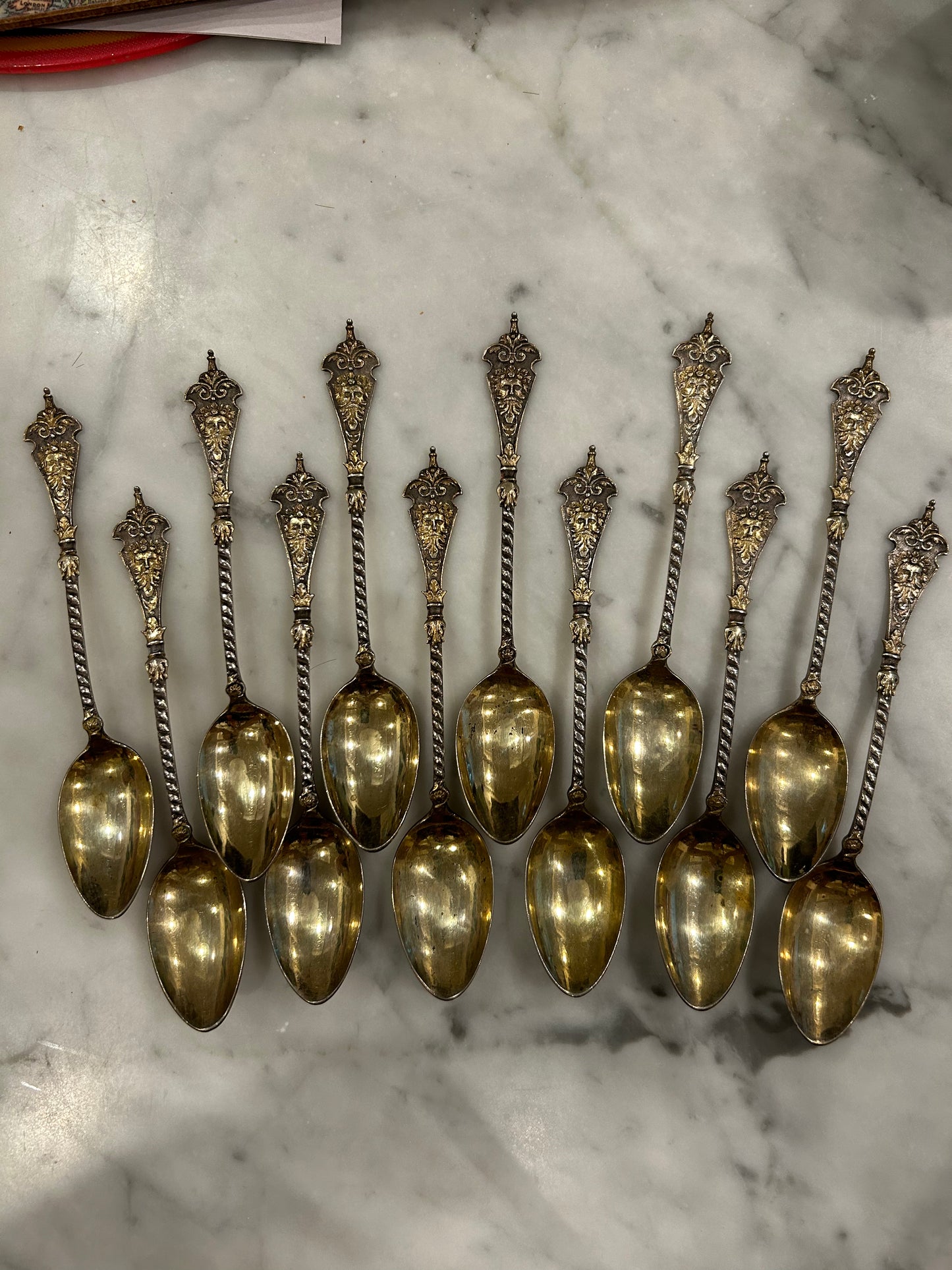 Gorgeous set of European Sterling Silver Spoons Bacchus Face