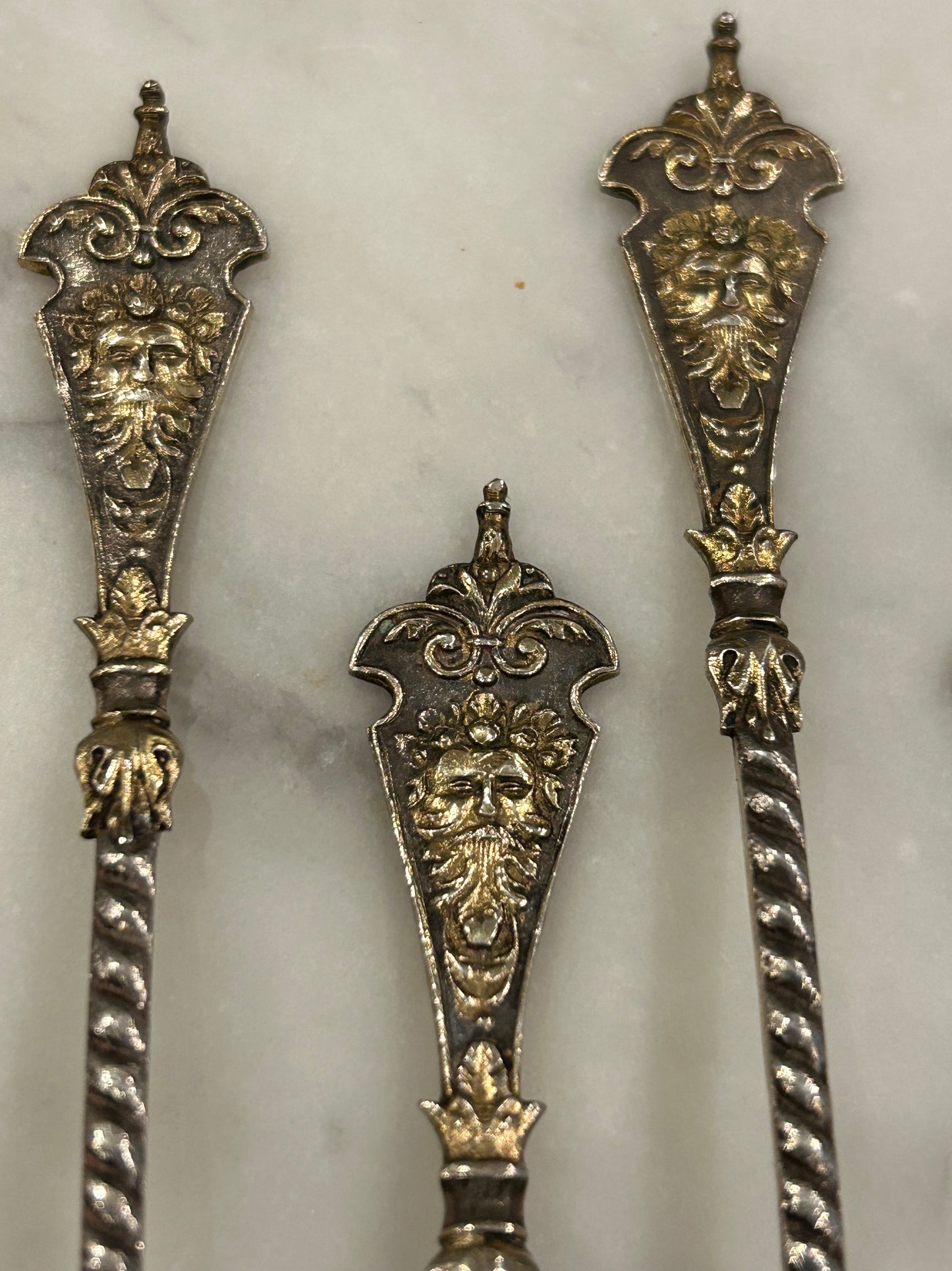 Gorgeous set of European Sterling Silver Spoons Bacchus Face