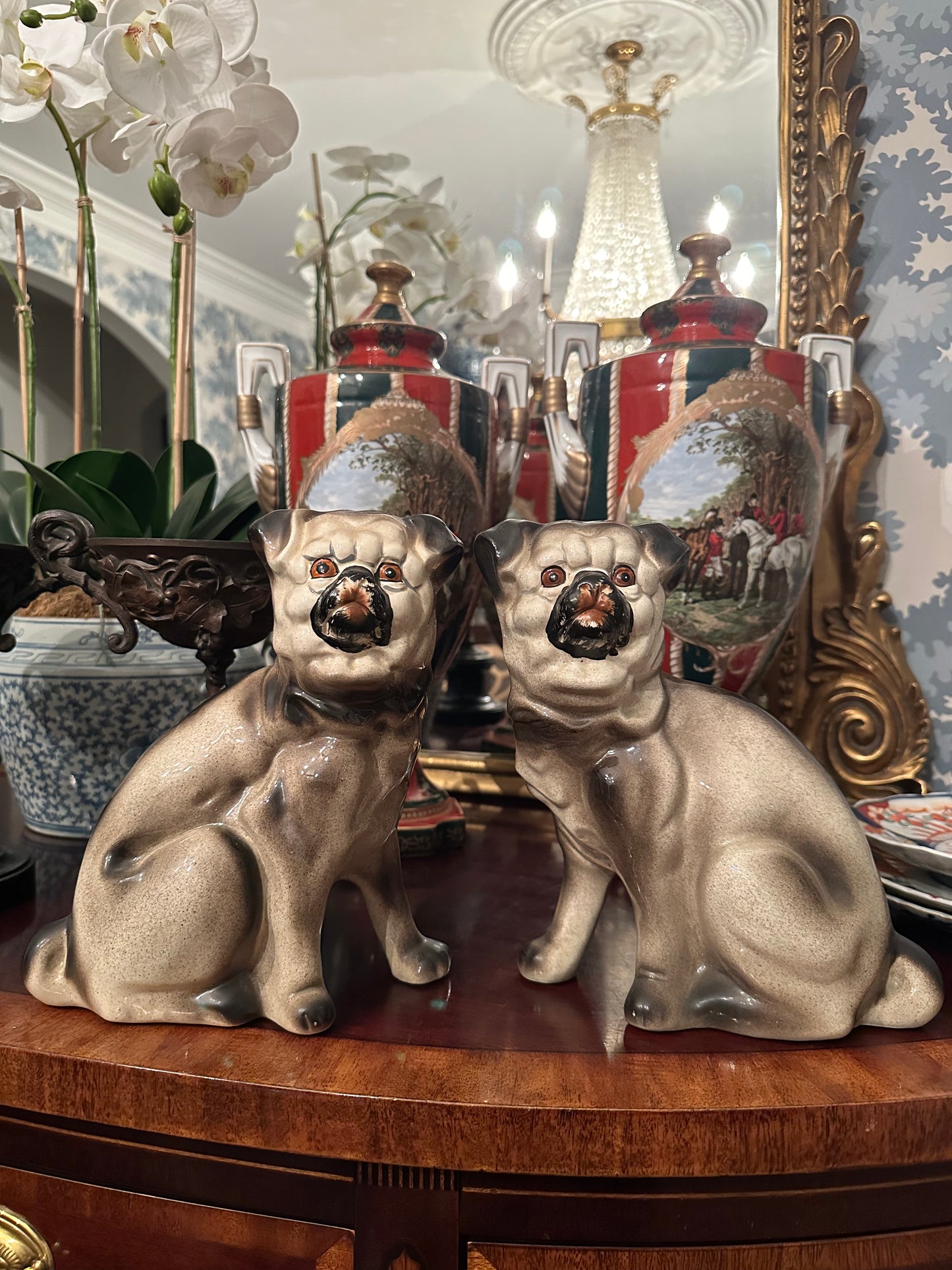 Reserved for Angela-pair vintage Pugs 💗💗