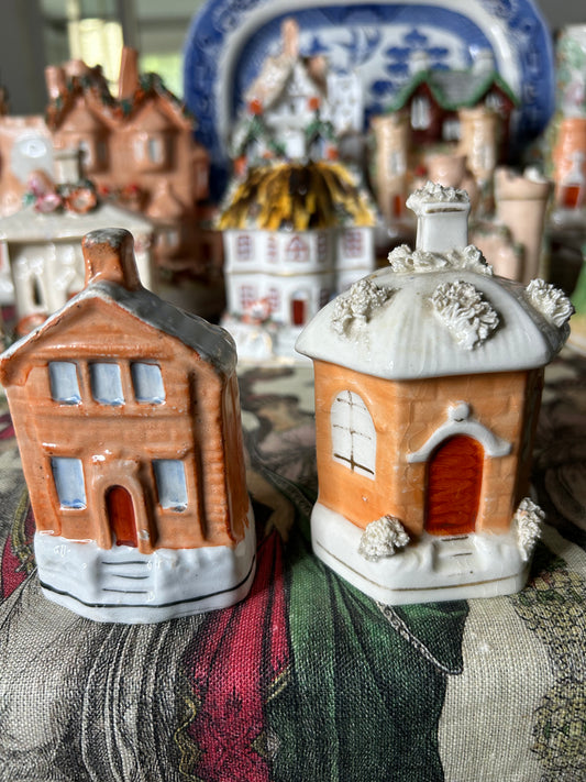 Antique Pair of Small Staffordshire Bank Cottages c.1860