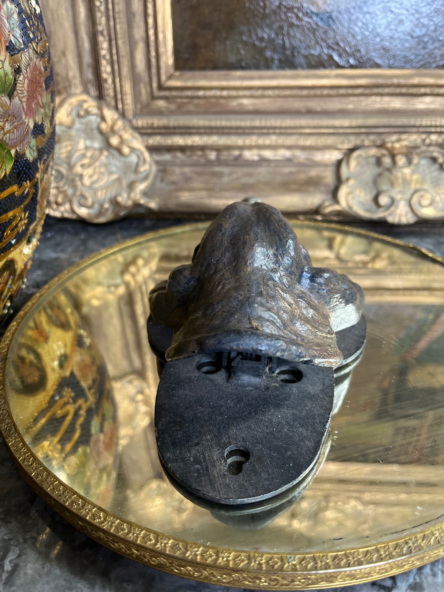 Coveted Rare 19th Century Austrian Bronze Cold Painted Hound Dog Letter Holder