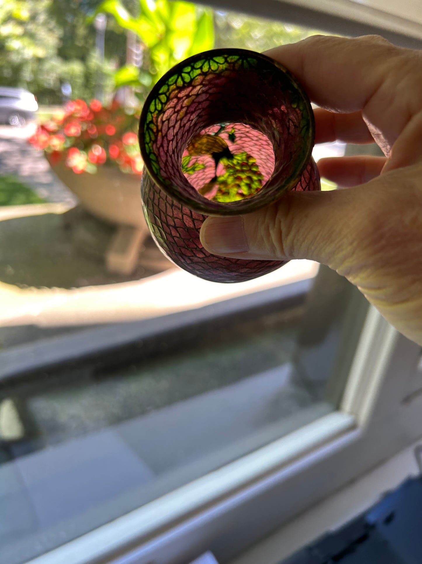 Gorgeous Pink Chinese Plique a’ Jour Vase 5”