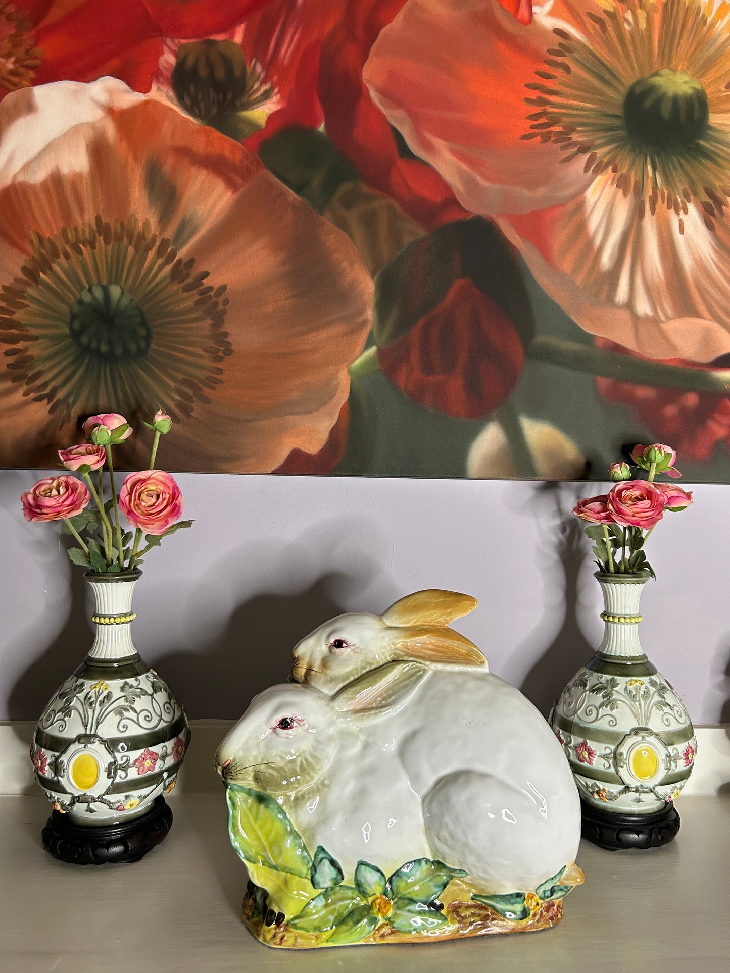 Magnificent Large Bunnies, 12” tall 12” wide - Pristine