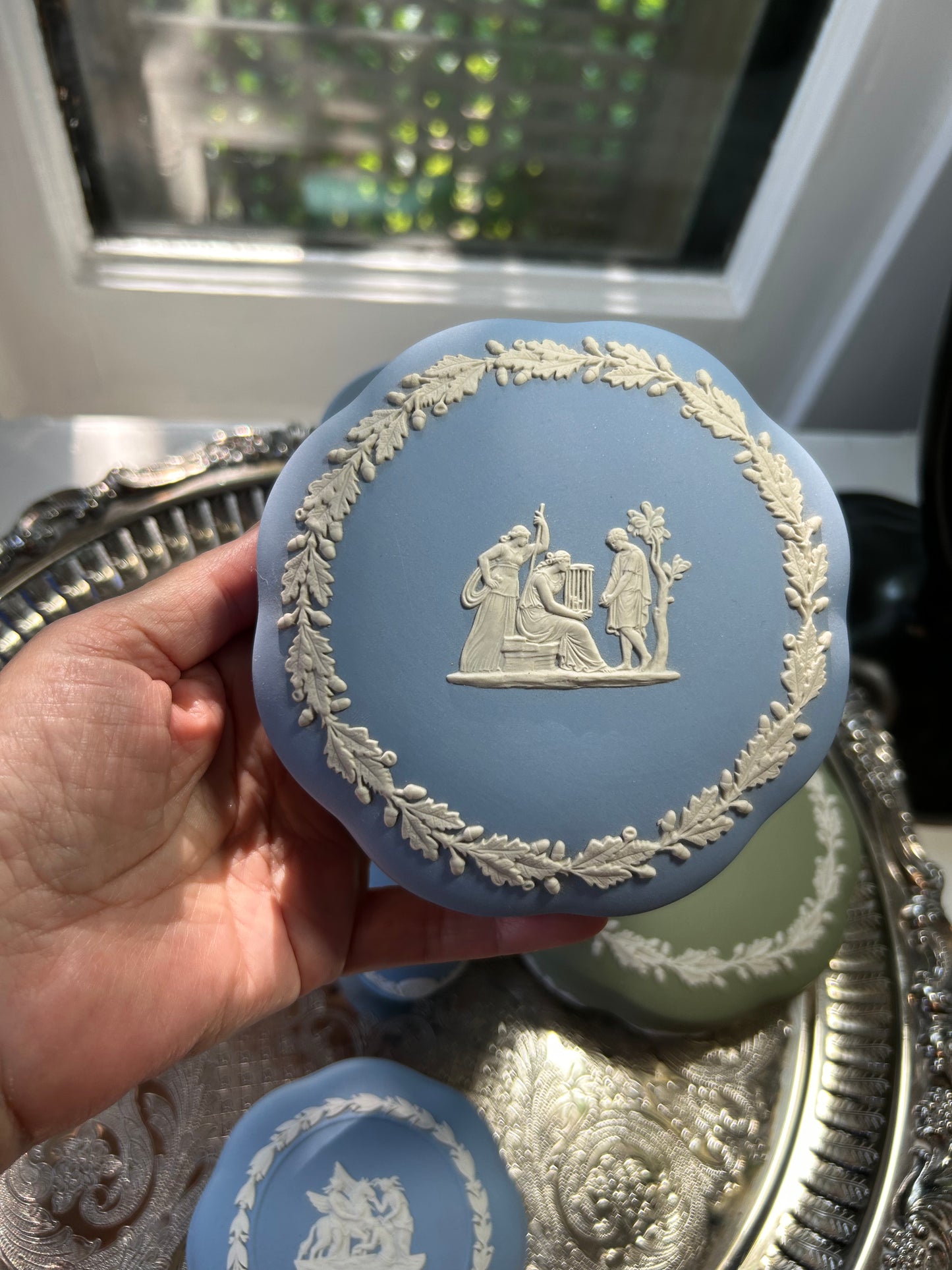 Large Light Blue Wedgwood Jasperware Box 6”