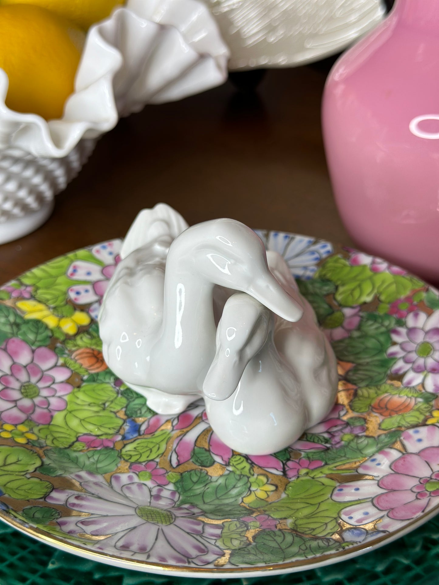 Herend porcelain, blanc de chin cuddle ducks - pristine!