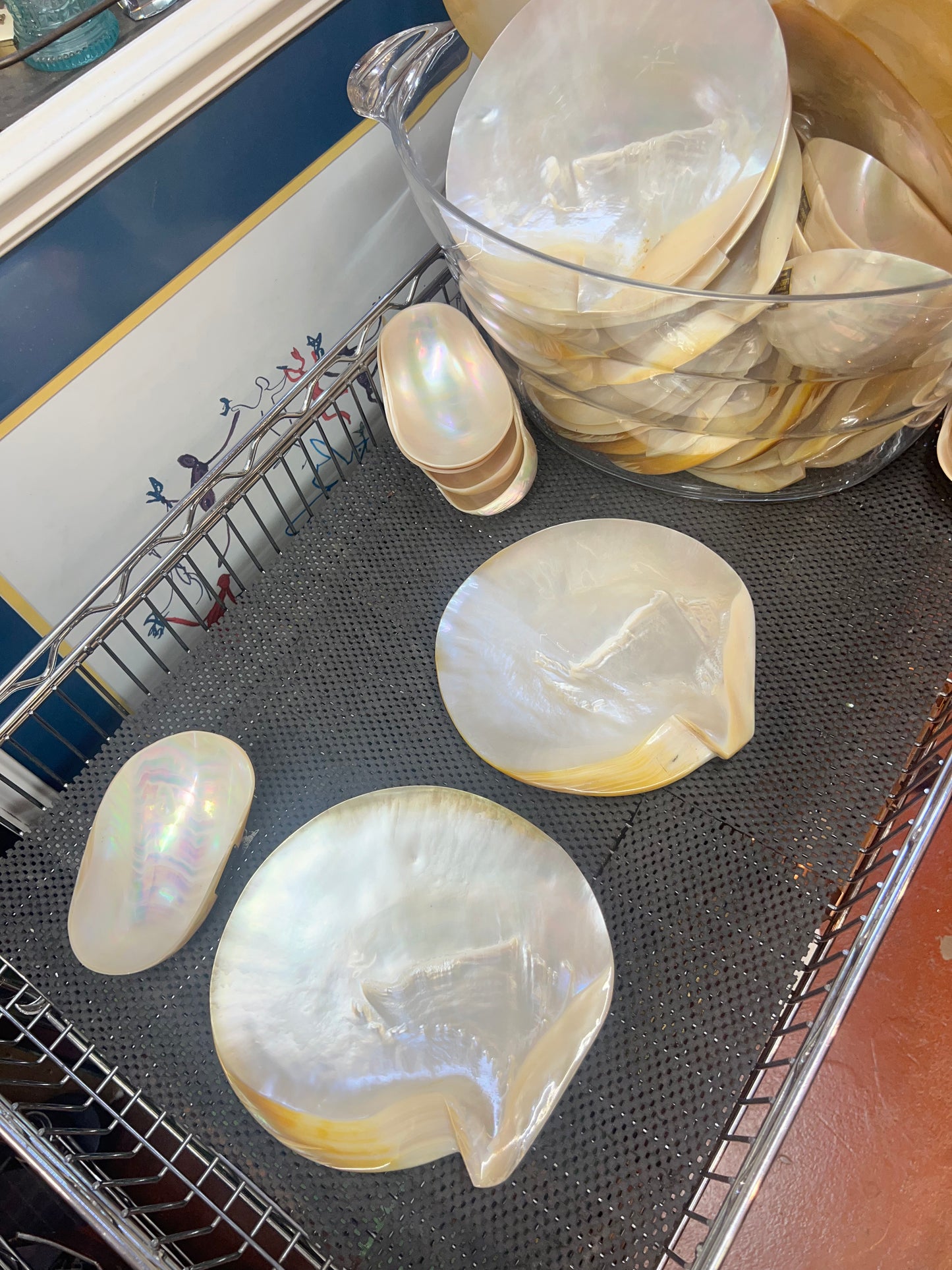 Set of 49 Vintage Mother of Pearl Plate and Bowl Set - 12 Bowls, 22 - 7.5” Plates and 15 8.5” Plates