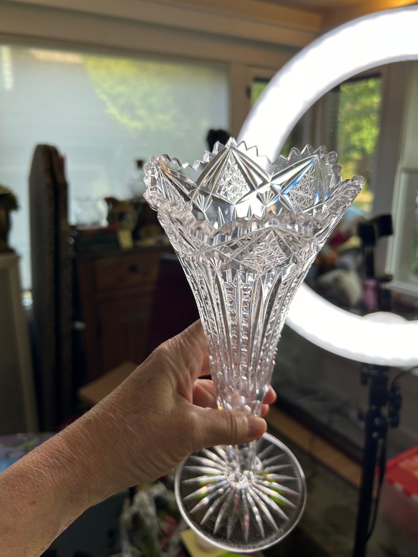 Live9/10 Brilliant cut Crystal Vase 10” Tall reserved for Lori Trottier