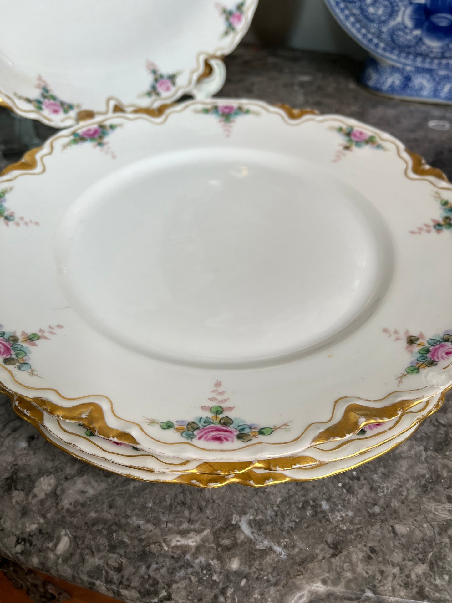 Gorgeous Antique Turn of 20th Century Haviland France 4 Platter Set With 3 Bonus Dinner Plates