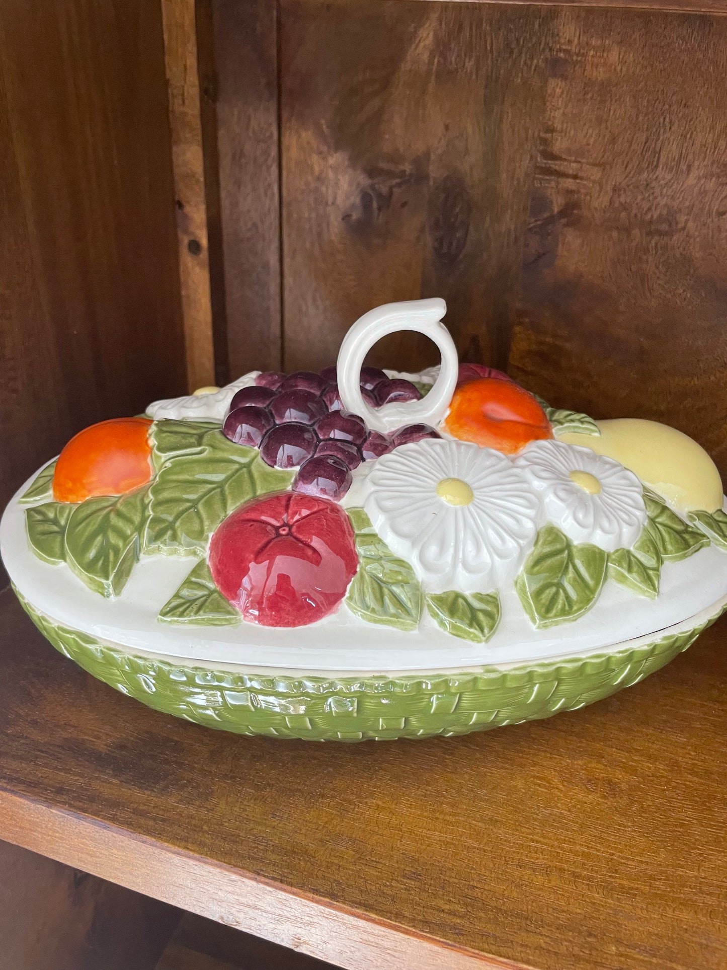 Vintage Lidded Vegetable Covered Dish Signed by Artist, 1971 - Pristine!