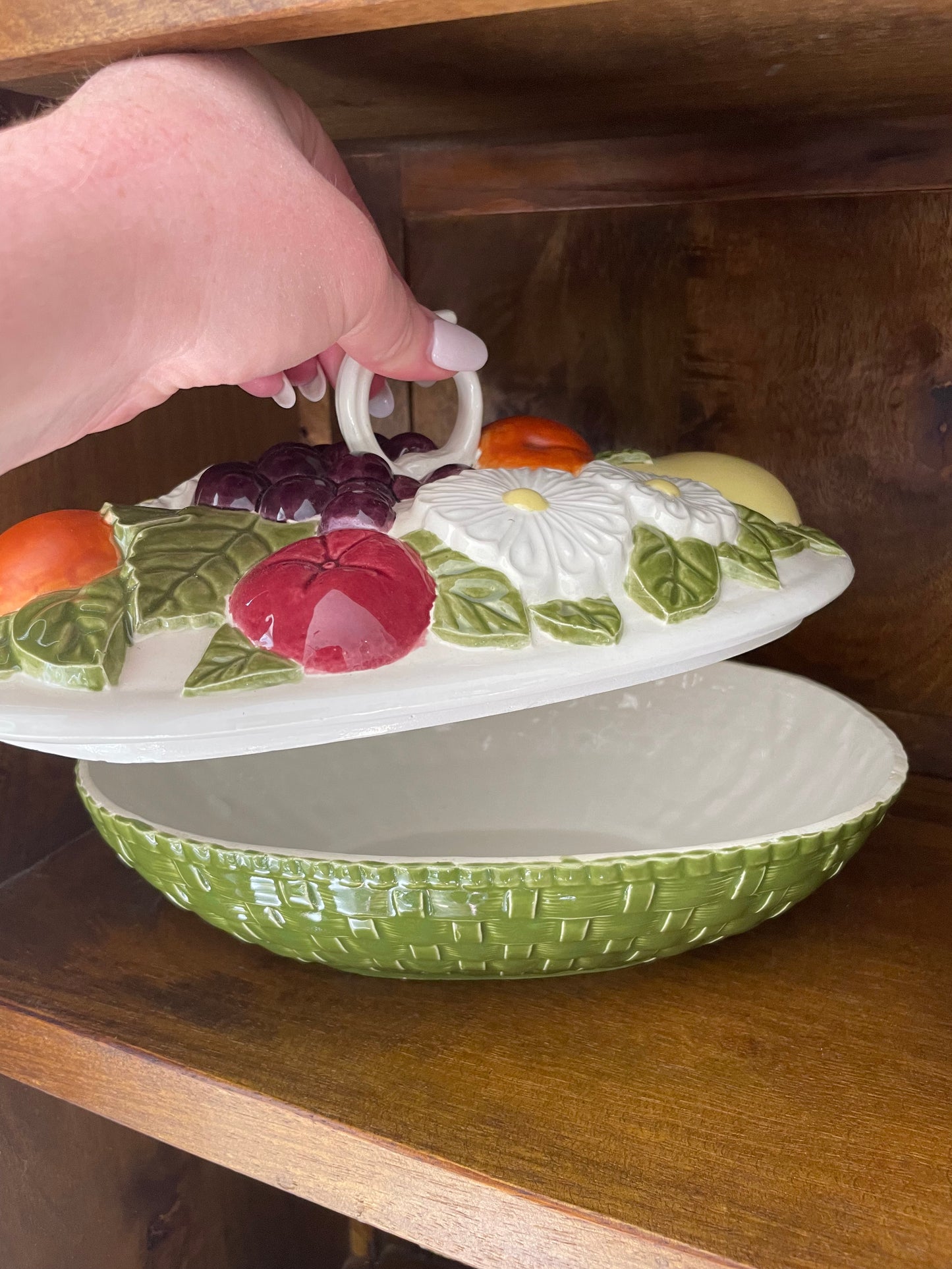 Vintage Lidded Vegetable Covered Dish Signed by Artist, 1971 - Pristine!