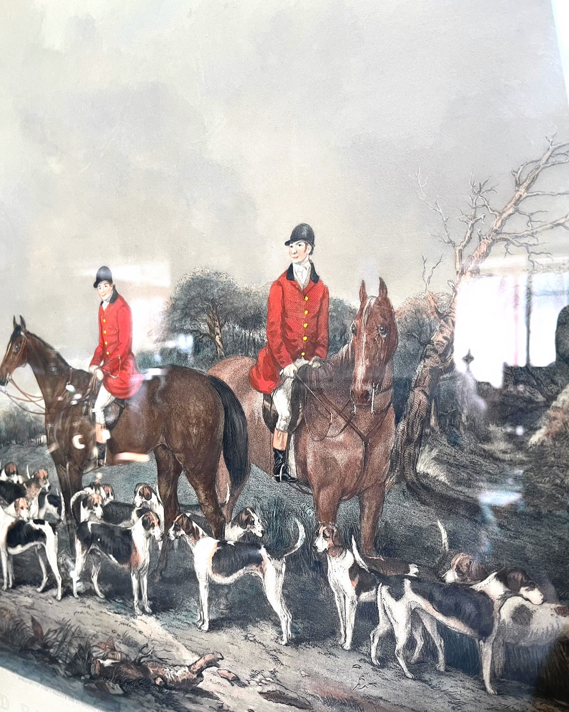 Incredible Antique 1900-1909 Original Color Engraving Of John Goode Famous Painting “Old Berkshire Hunt”