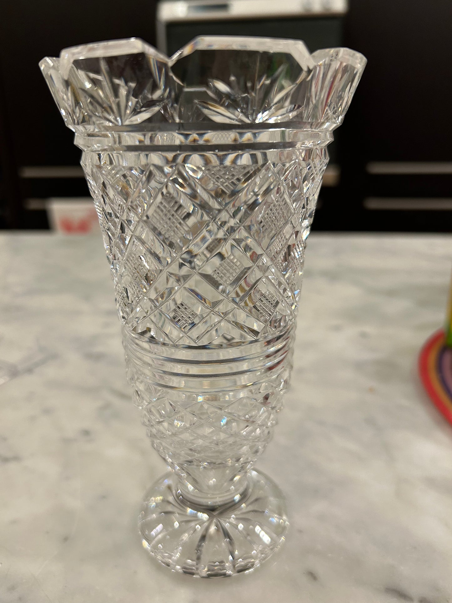 Stunning Waterford Crystal Vase 7” tall!