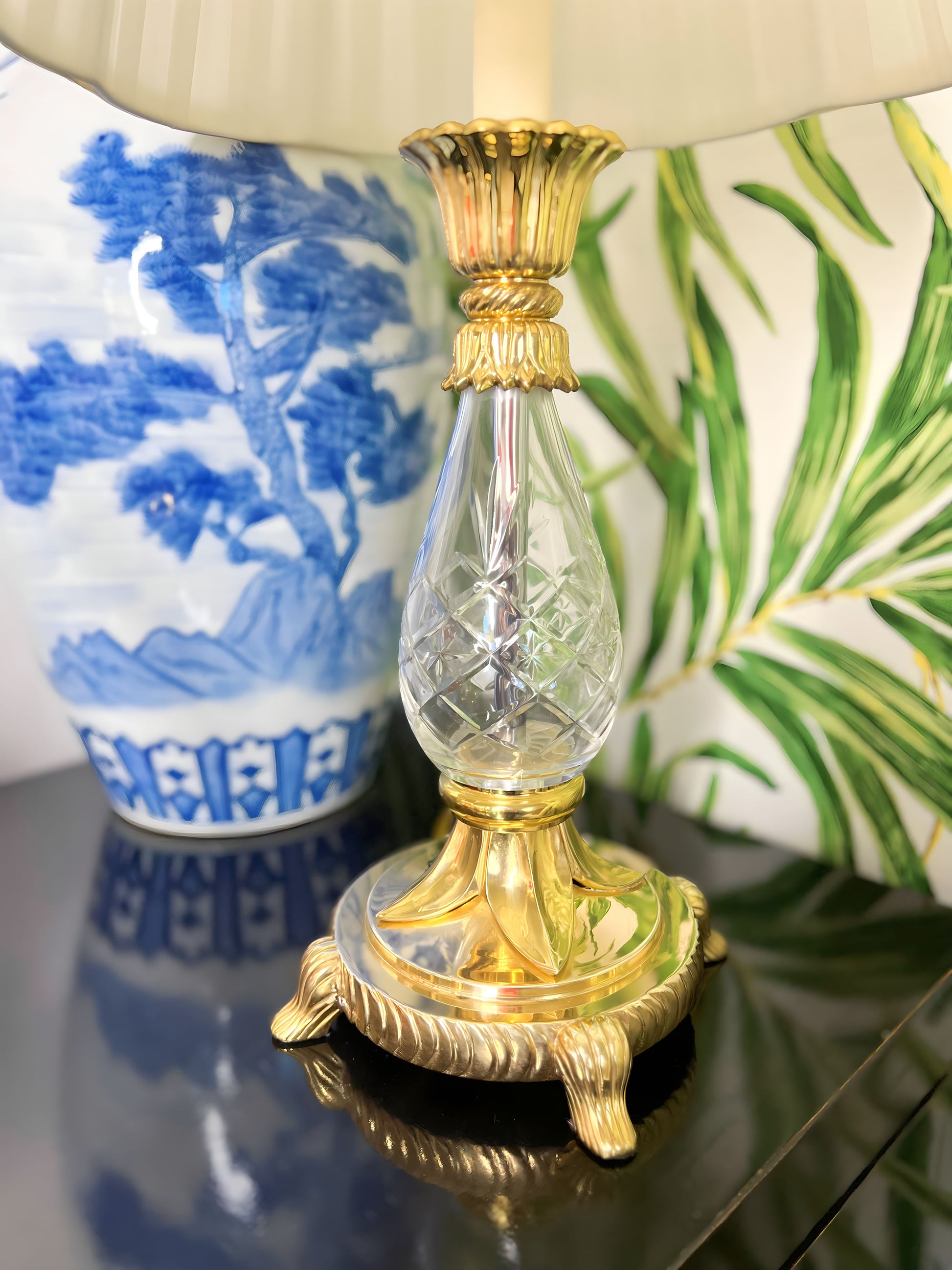 Gorgeous Stiffel Brass and Cut Crystal Table Lamp – Lillian Grey