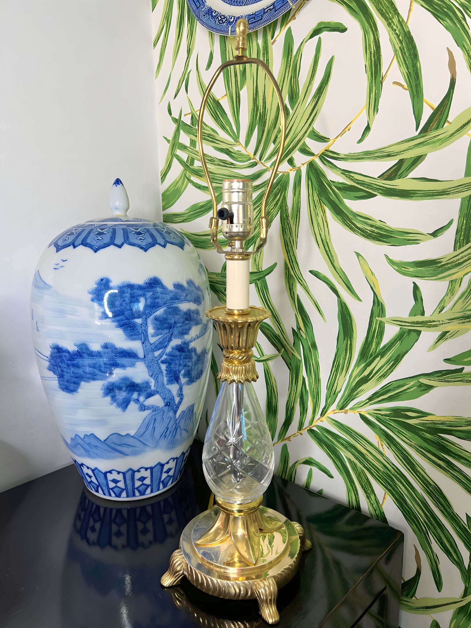 Green Stone & Brass Lamps – Found Furnishings