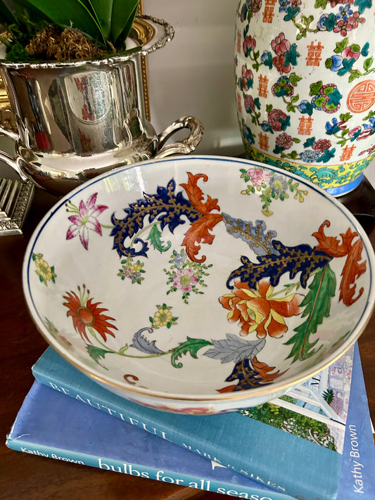 Vintage Tobacco Leaf Porcelain Bowl