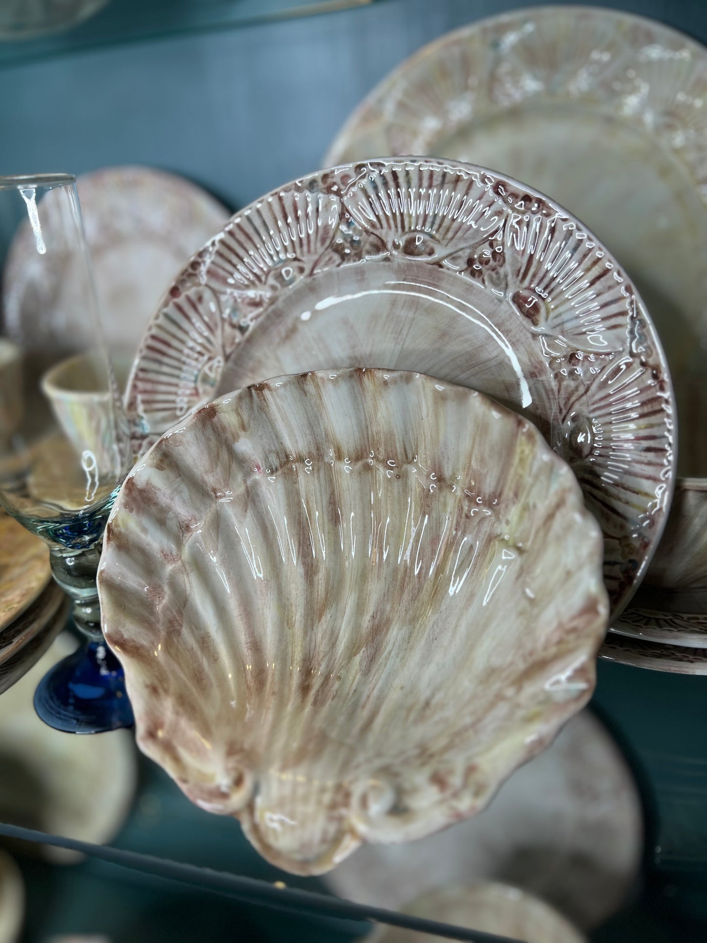 Beautiful Vintage Set of 71 Made in Italy Shell Plates, Bowls & Cups
