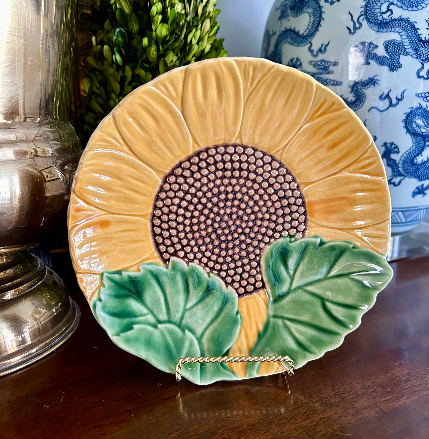 Vintage Bordallo Pinheiro Sunflower Plate