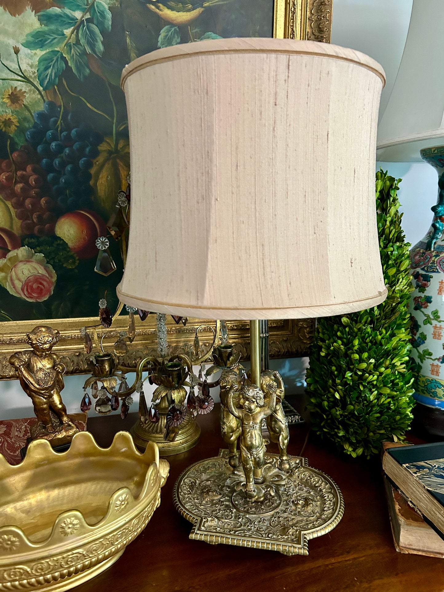 Antique French Style Cherub Lamp