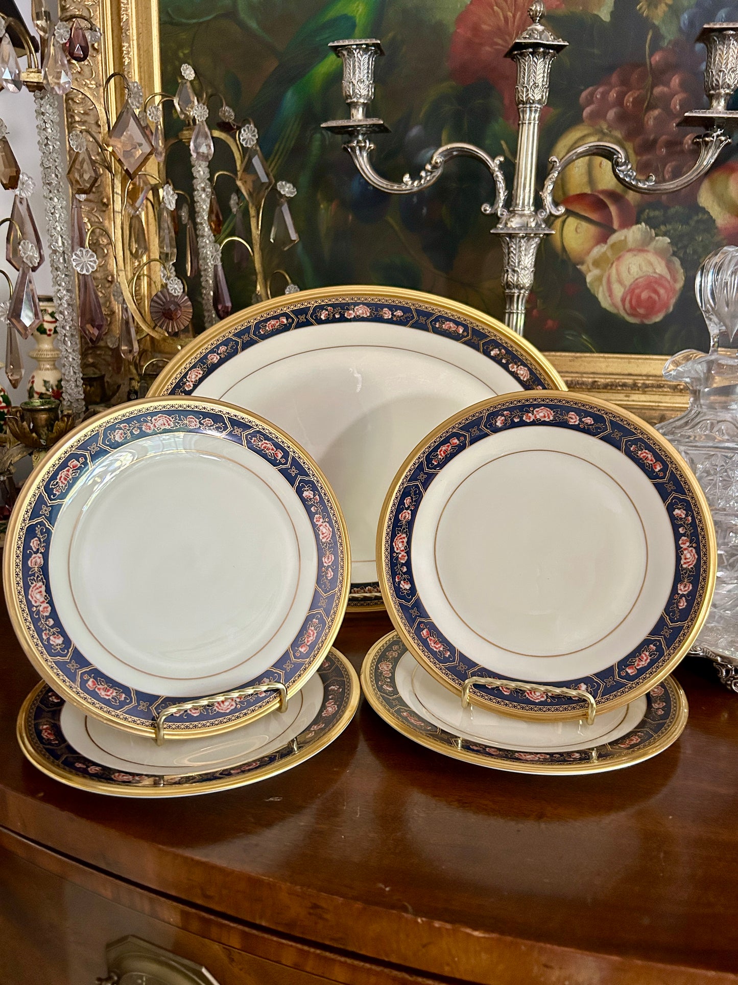 Set of 4 Lenox Royal Peony Salad / Dessert Plates