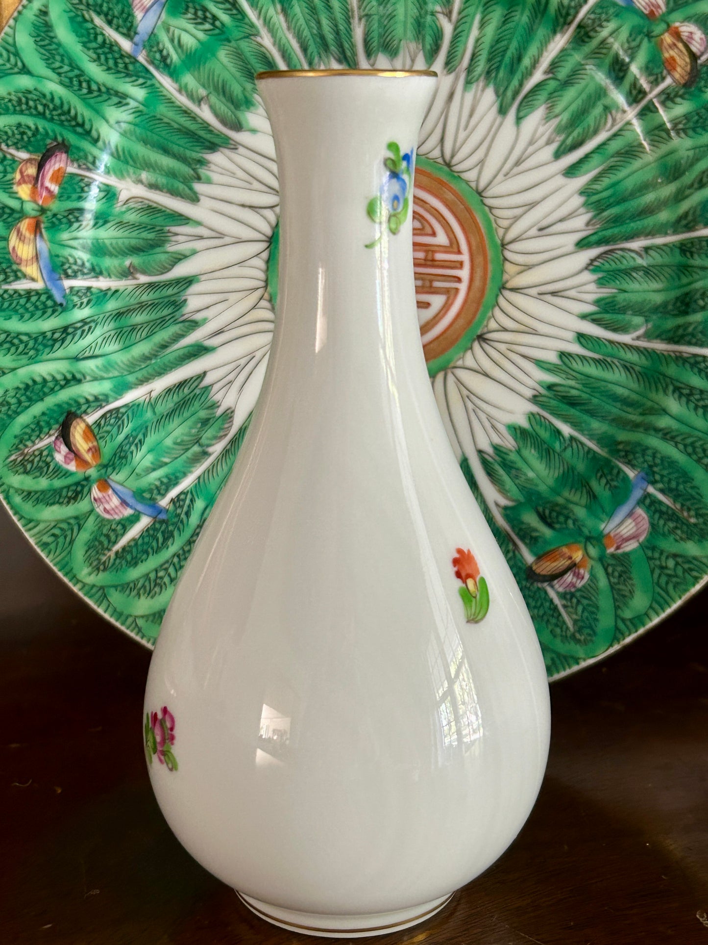 Vintage Herend Printemps Porcelain Bud Vase 6.5"H