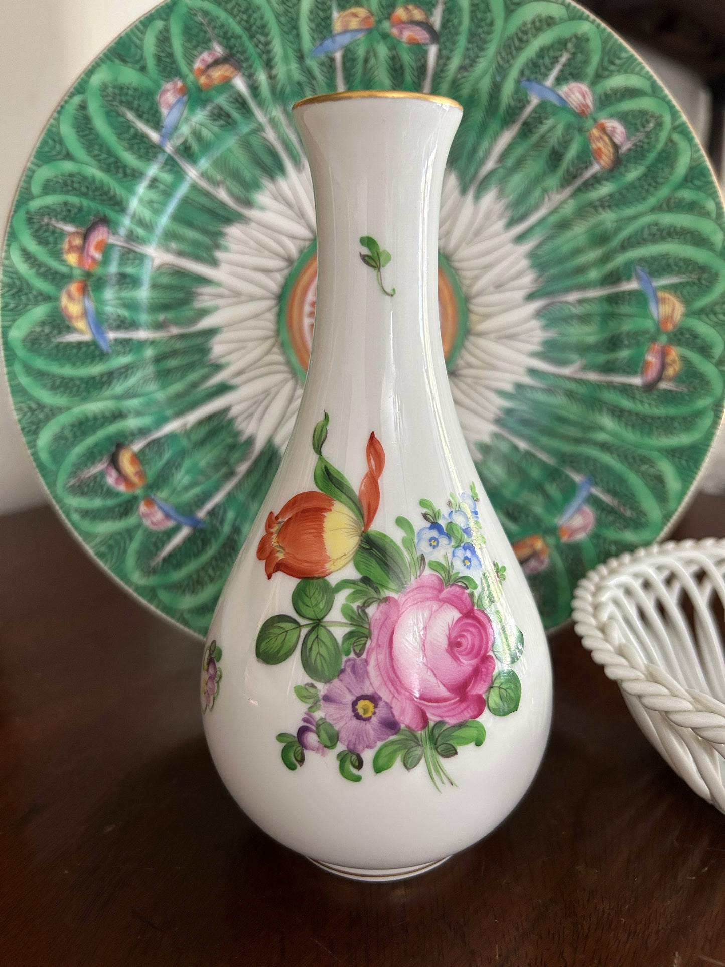 Vintage Herend Printemps Porcelain Bud Vase 6.5"H