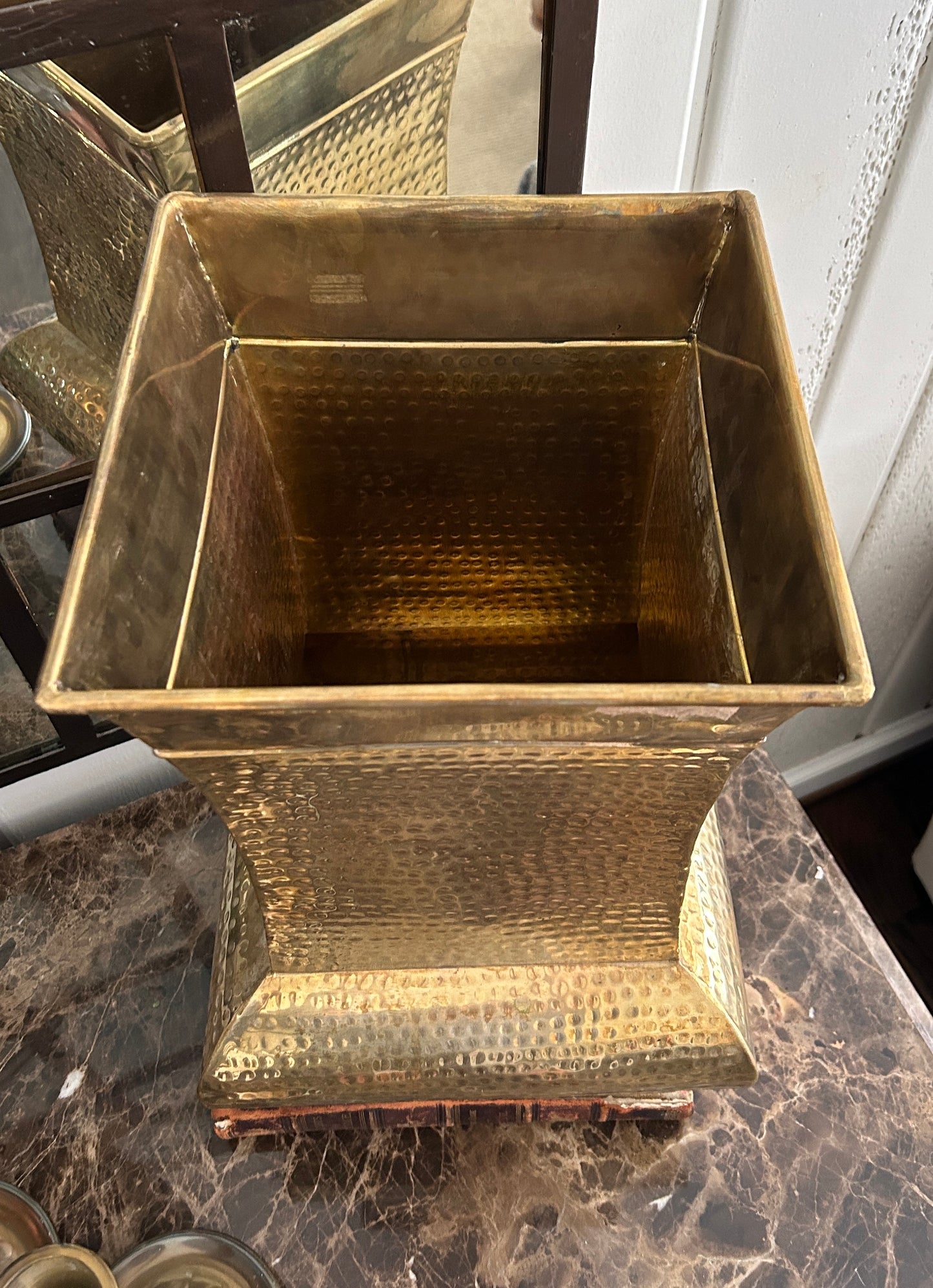 Vintage Hammered Brass Umbrella Stand