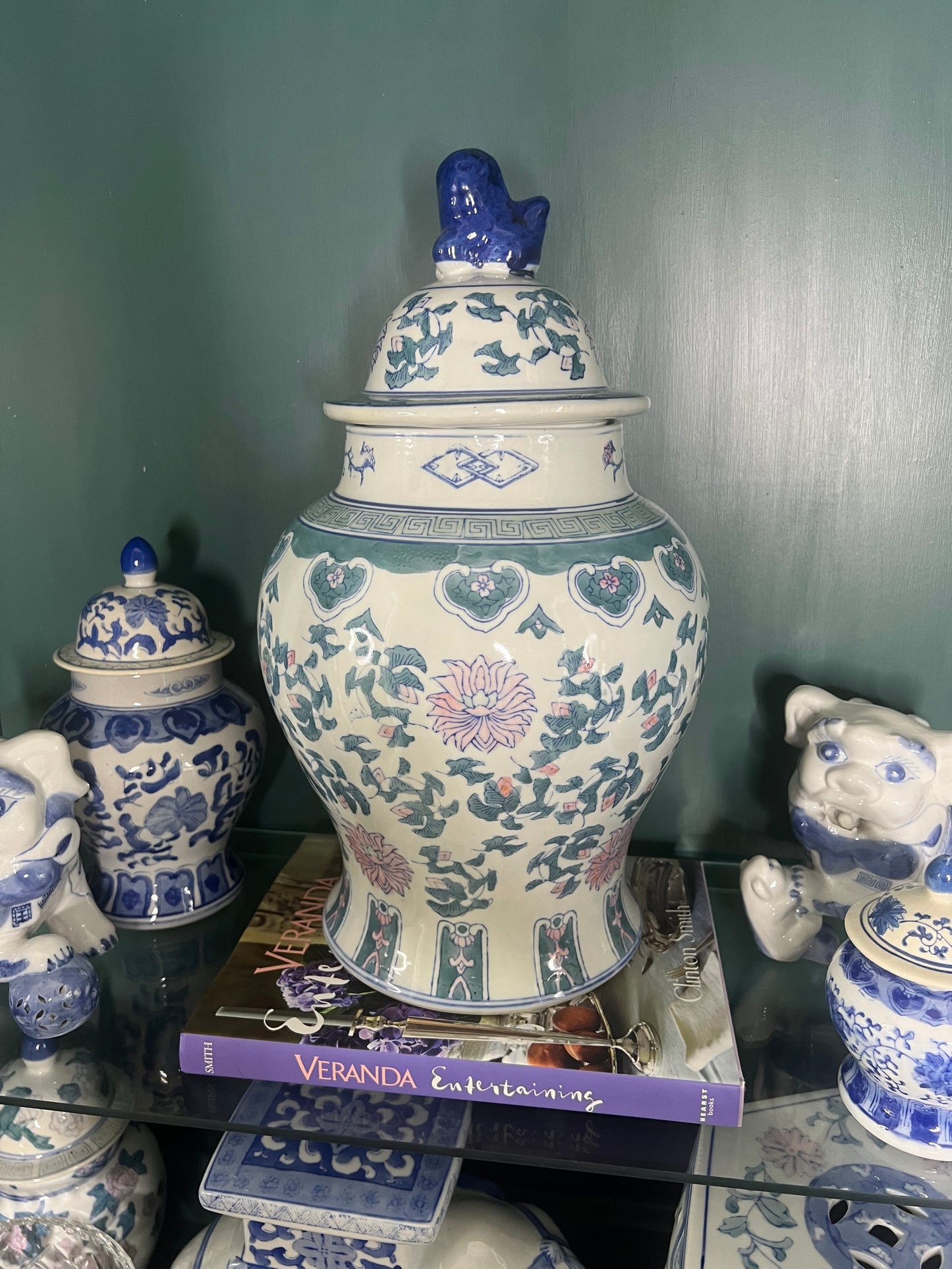 Massive Vintage Floral Chinoiserie Ginger Jar