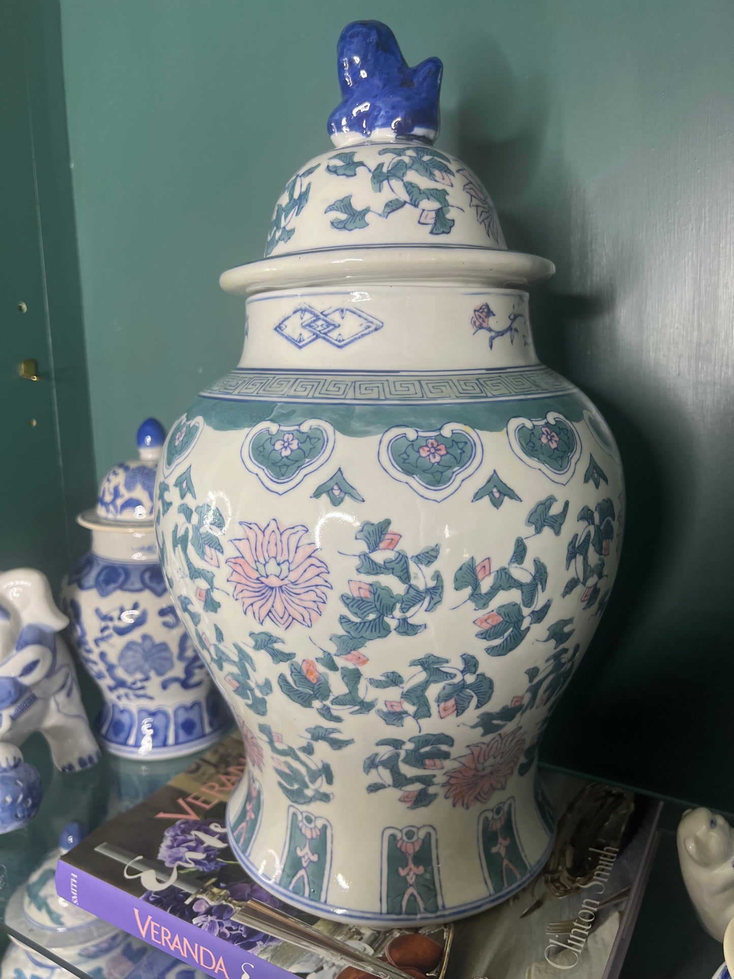 Massive Vintage Floral Chinoiserie Ginger Jar