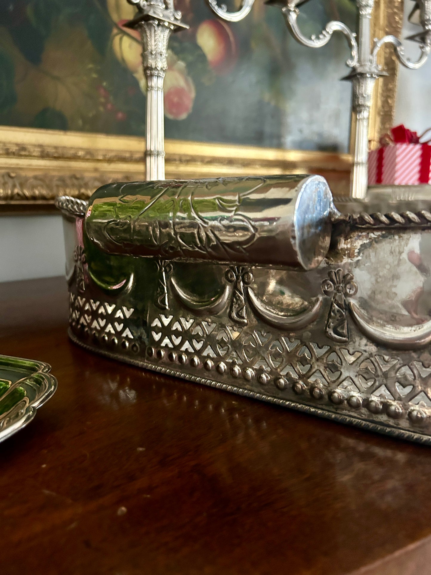 Vintage Silver Reticulated Gallery Tray