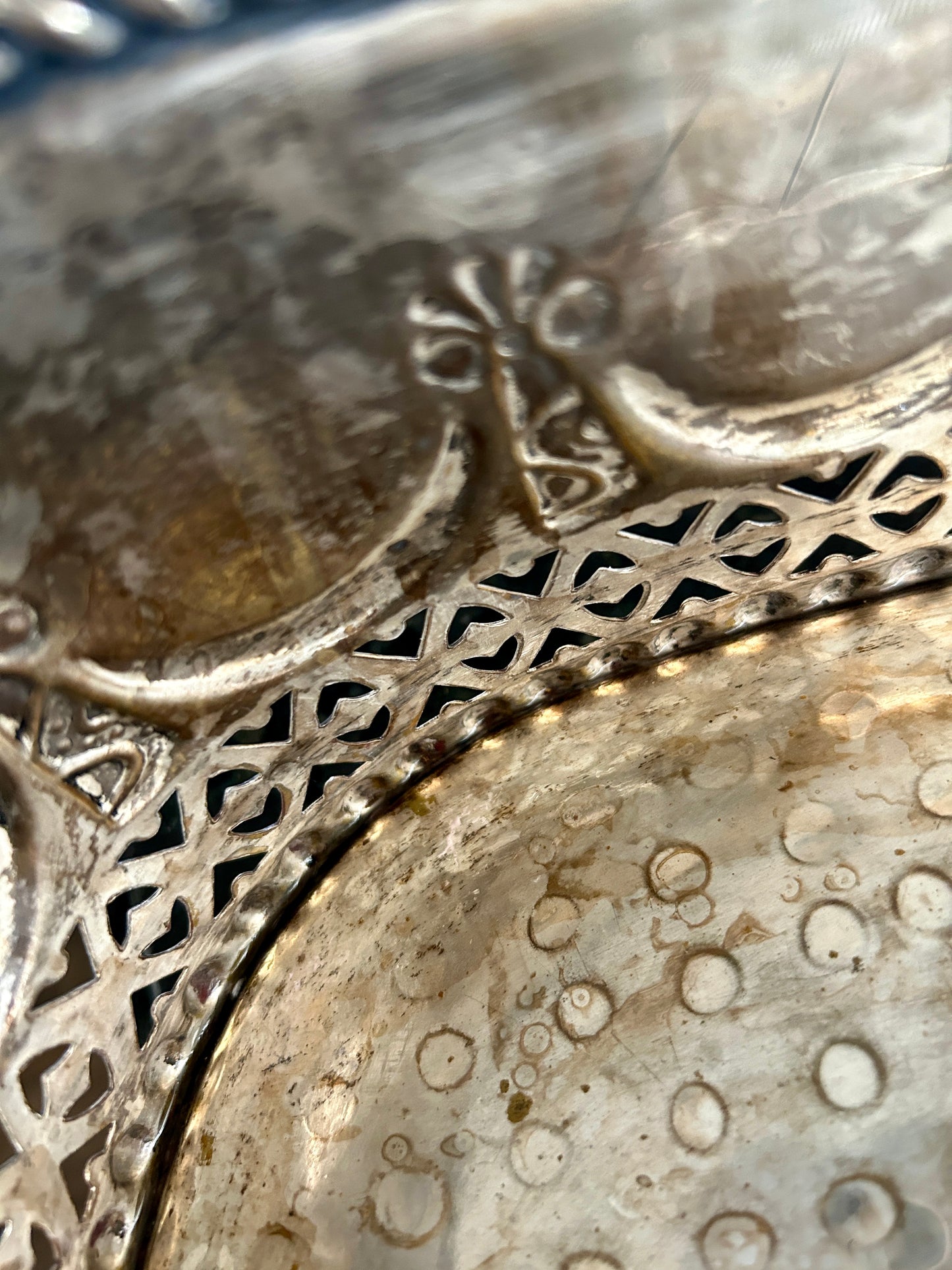 Vintage Silver Reticulated Gallery Tray