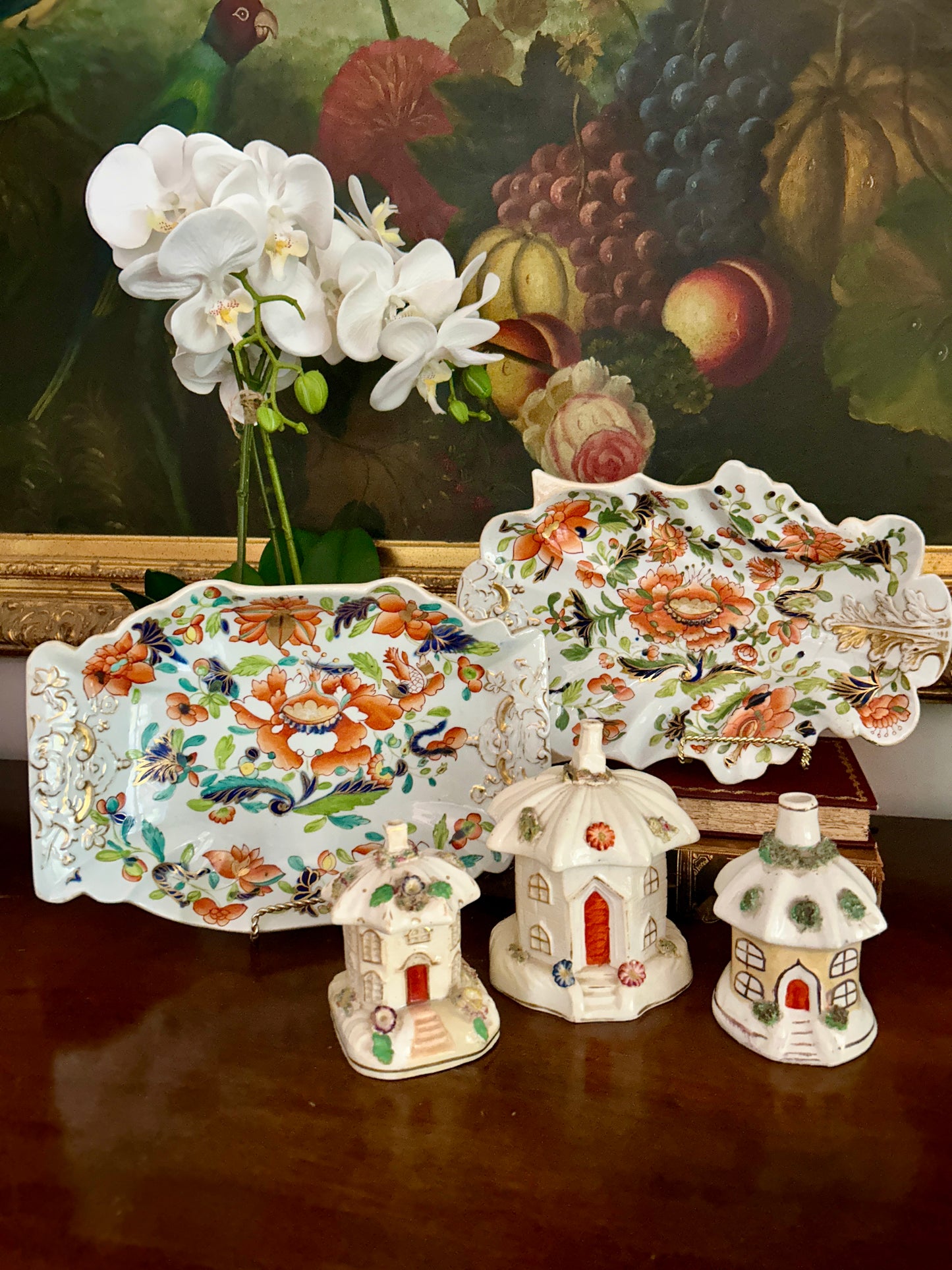 19th Century Staffordshire Cottage Pastille Burners ~ Set of 3