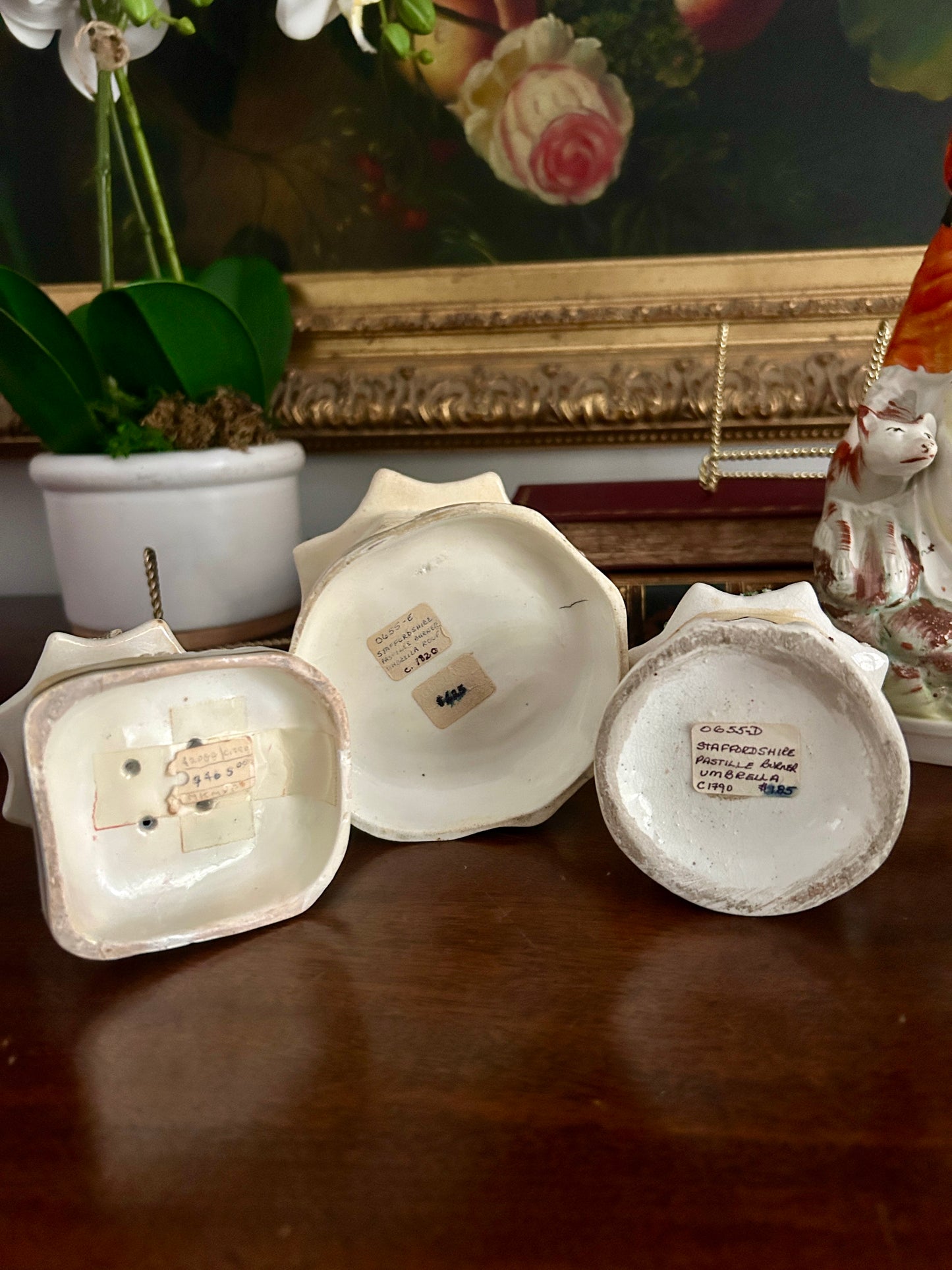 19th Century Staffordshire Cottage Pastille Burners ~ Set of 3