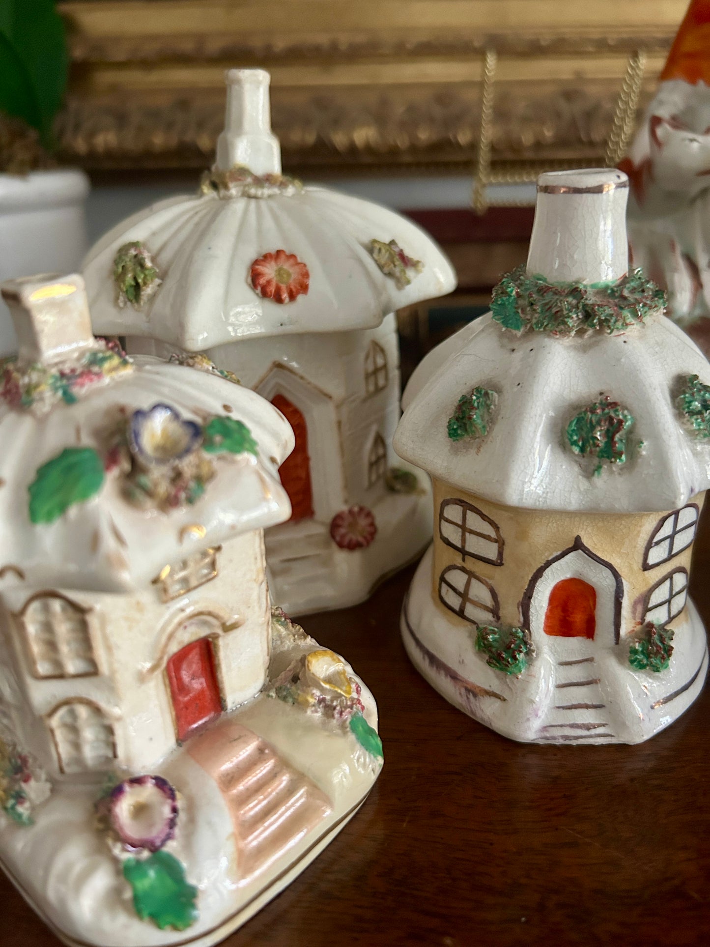 19th Century Staffordshire Cottage Pastille Burners ~ Set of 3