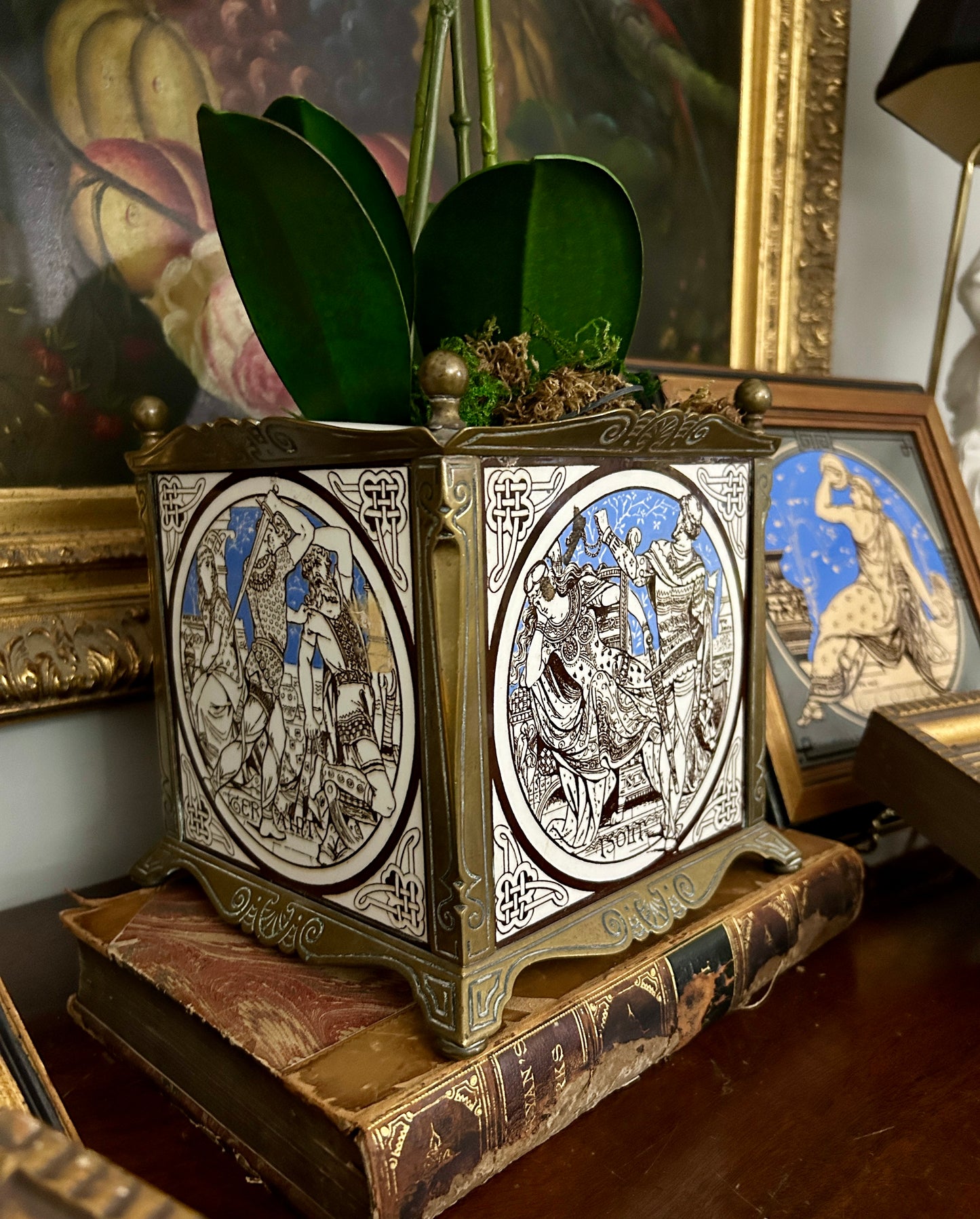 19th Century Brass Mounted Minton Tile Jardiniere