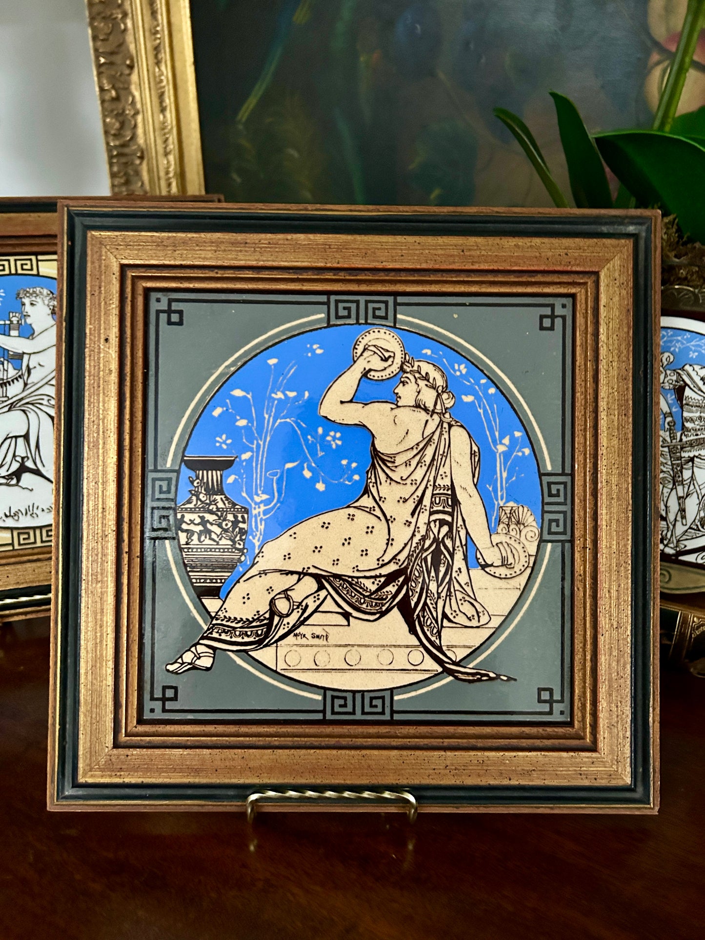 Pair Framed Antique Mintons Tiles by John Moyr Smith