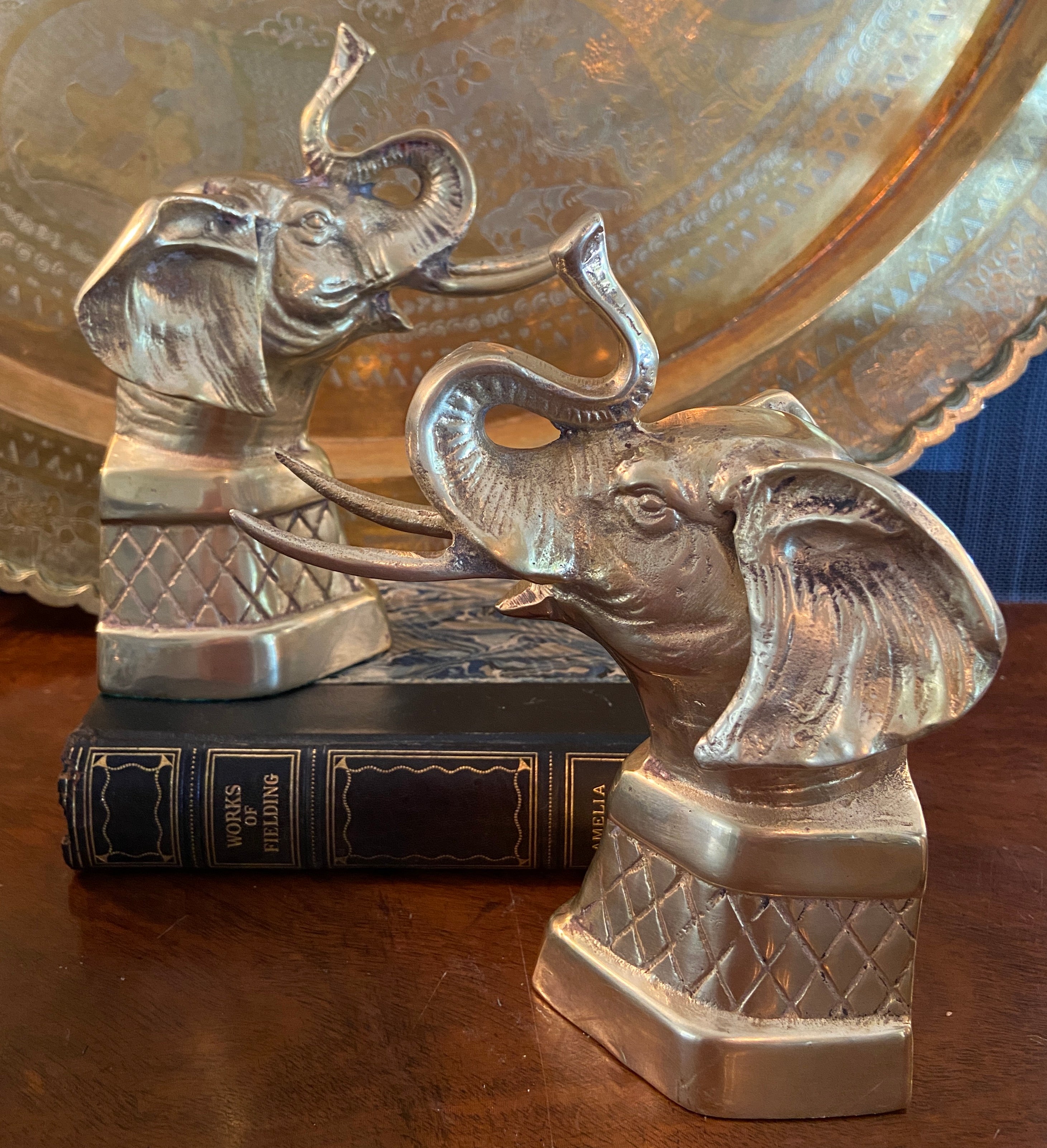 Vintage Bombay Bronze good Elephant Bookends