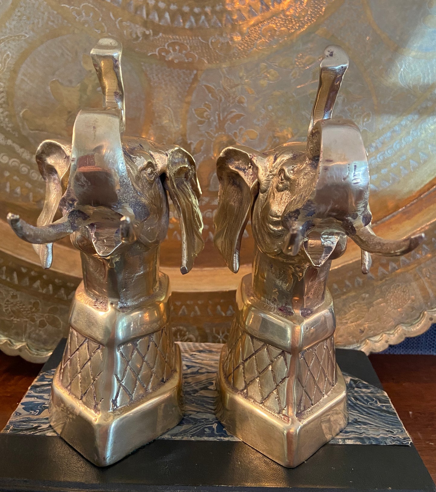 Vintage Brass Elephant Bookends