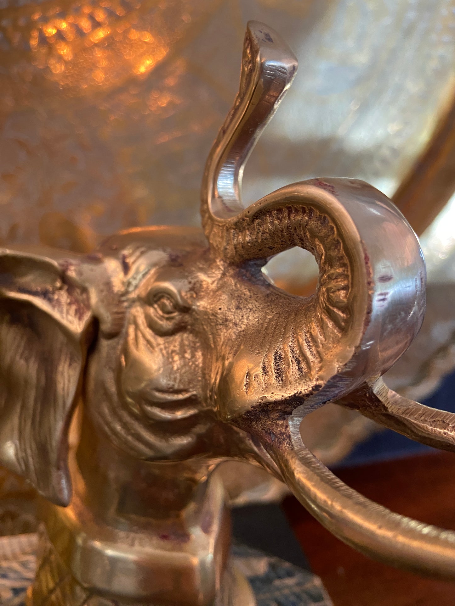 Vintage Brass Elephant Bookends